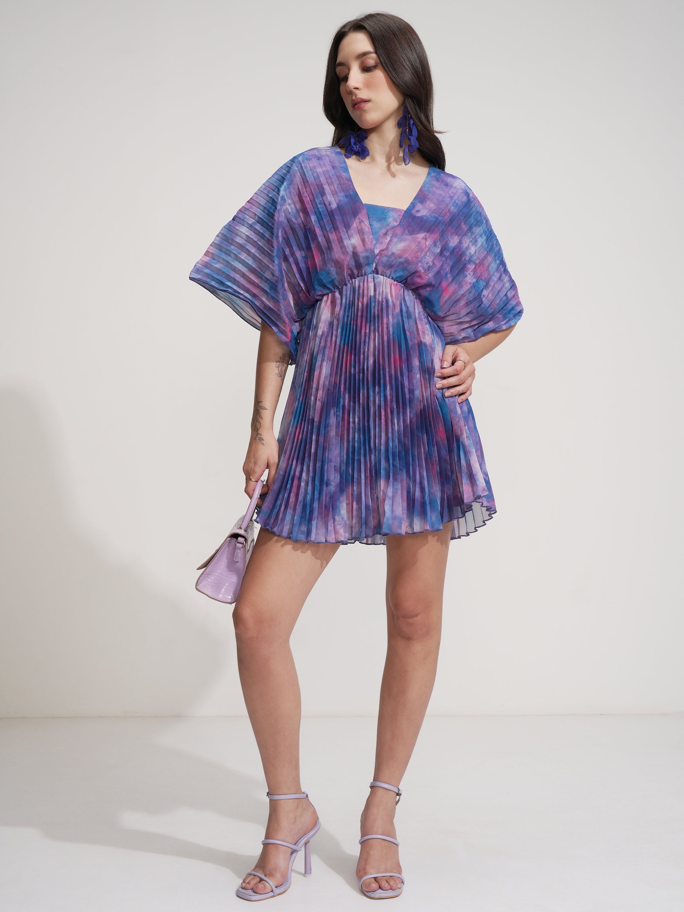 Tokyo Talkies Women Blue Printed Fit And Flare Dress - Blue - Image 2
