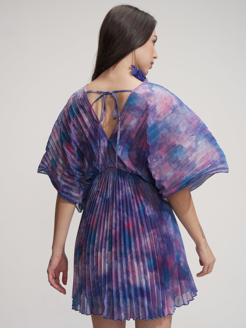 Tokyo Talkies Women Blue Printed Fit And Flare Dress - Blue - Image 3