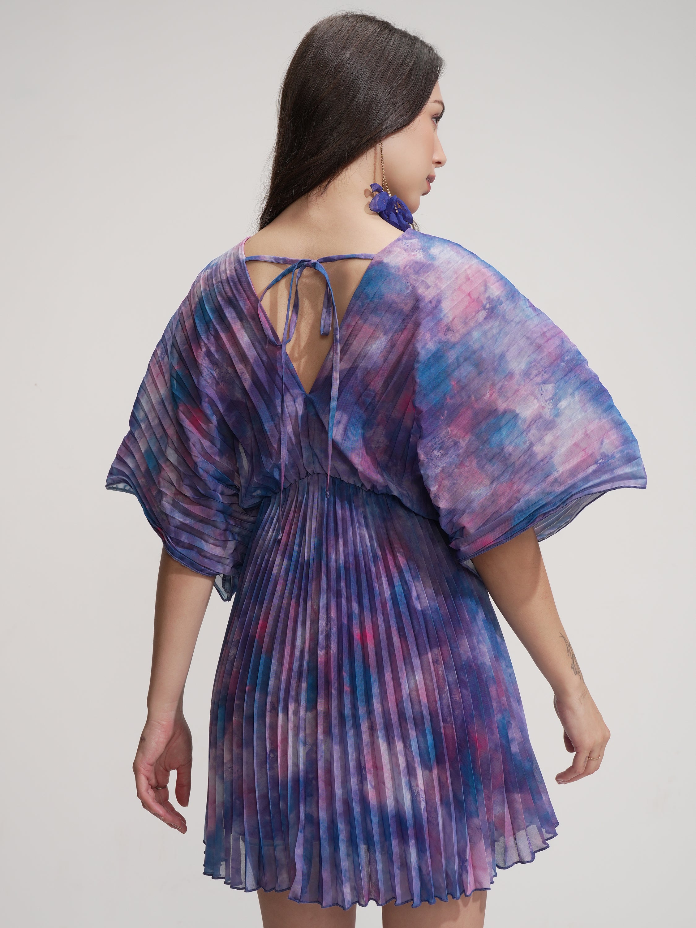 Tokyo Talkies Women Blue Printed Fit And Flare Dress - Blue - Image 3