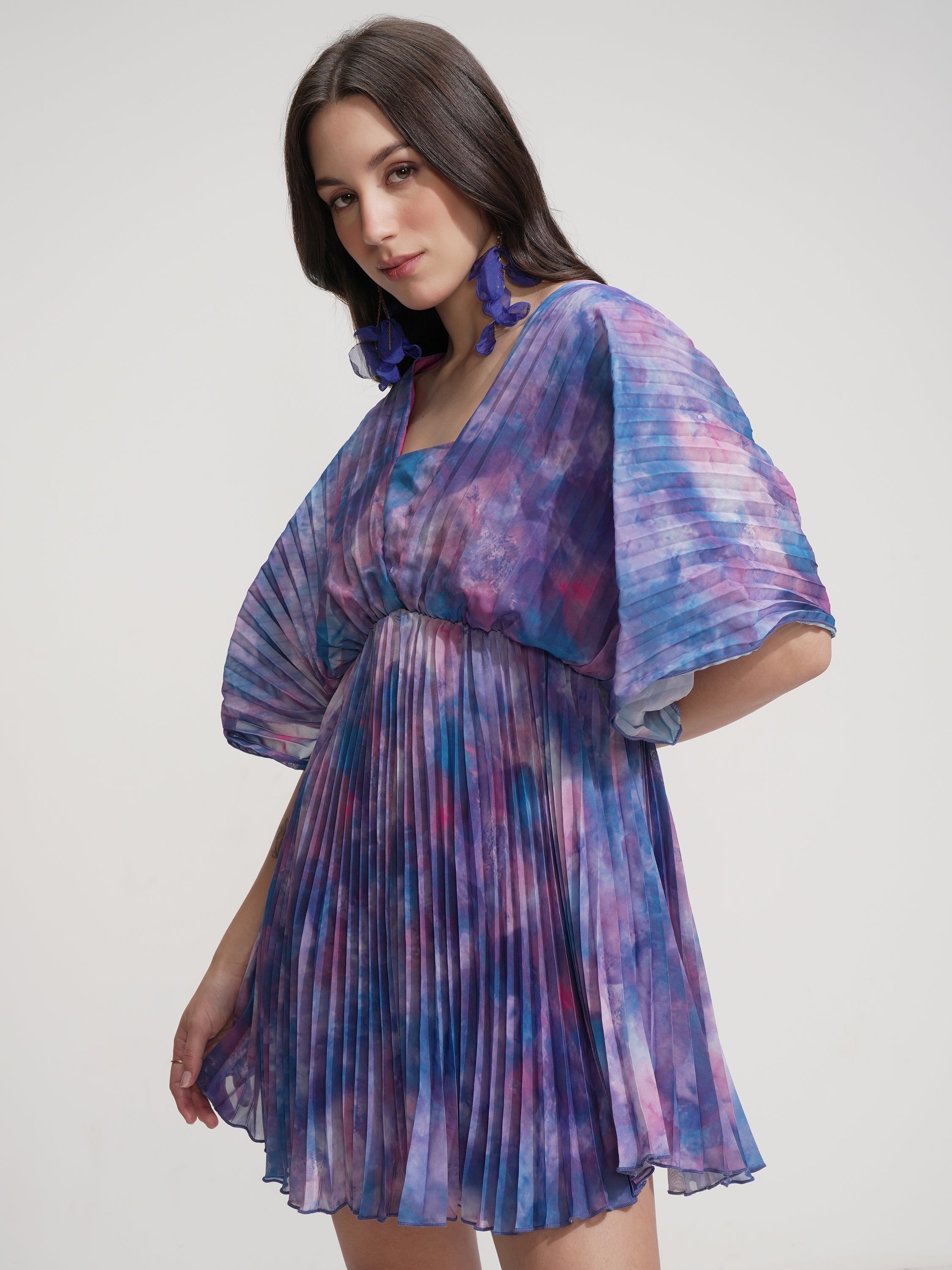 Tokyo Talkies Women Blue Printed Fit And Flare Dress - Blue - Image 4