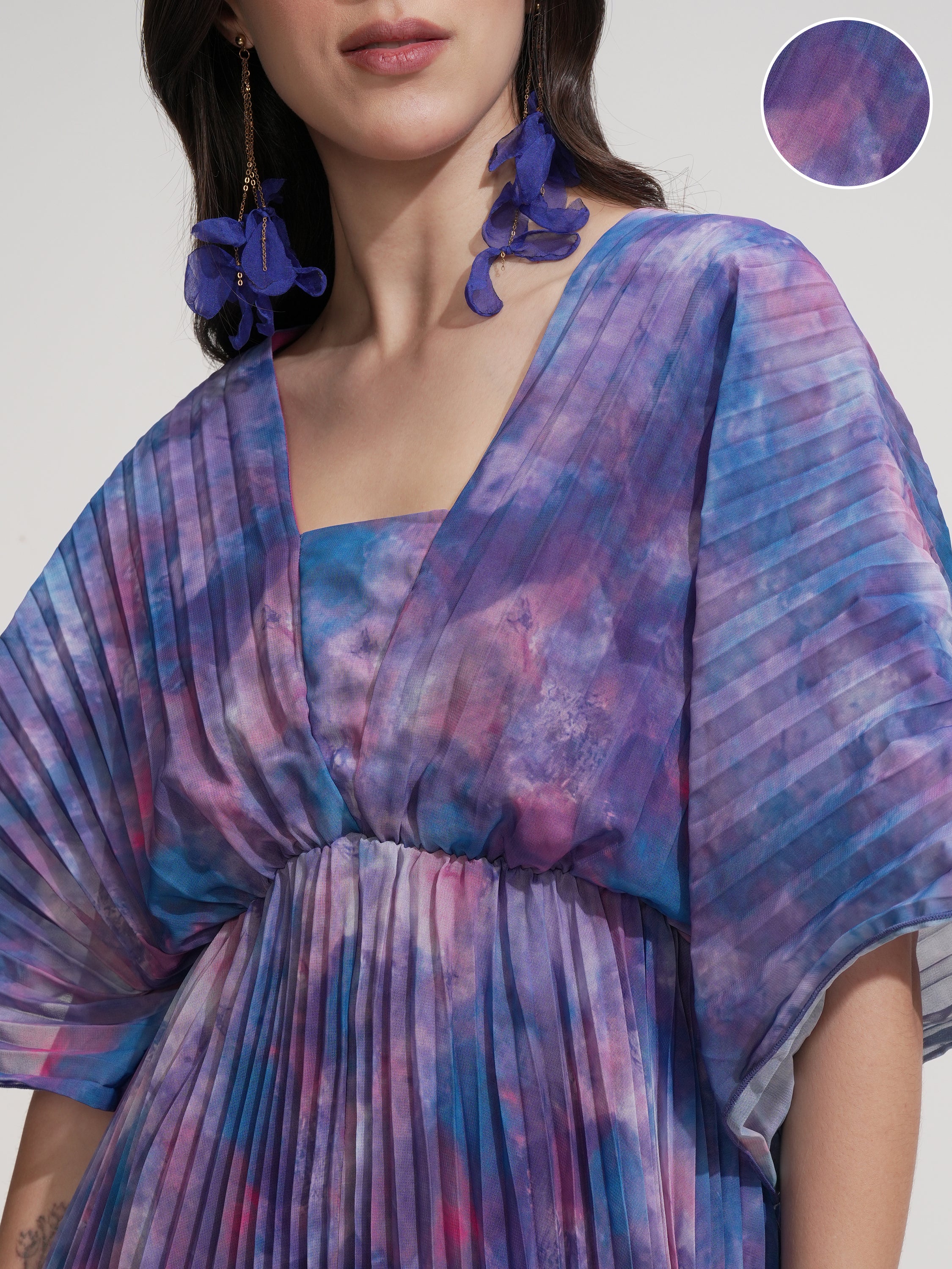 Tokyo Talkies Women Blue Printed Fit And Flare Dress - Blue - Image 5