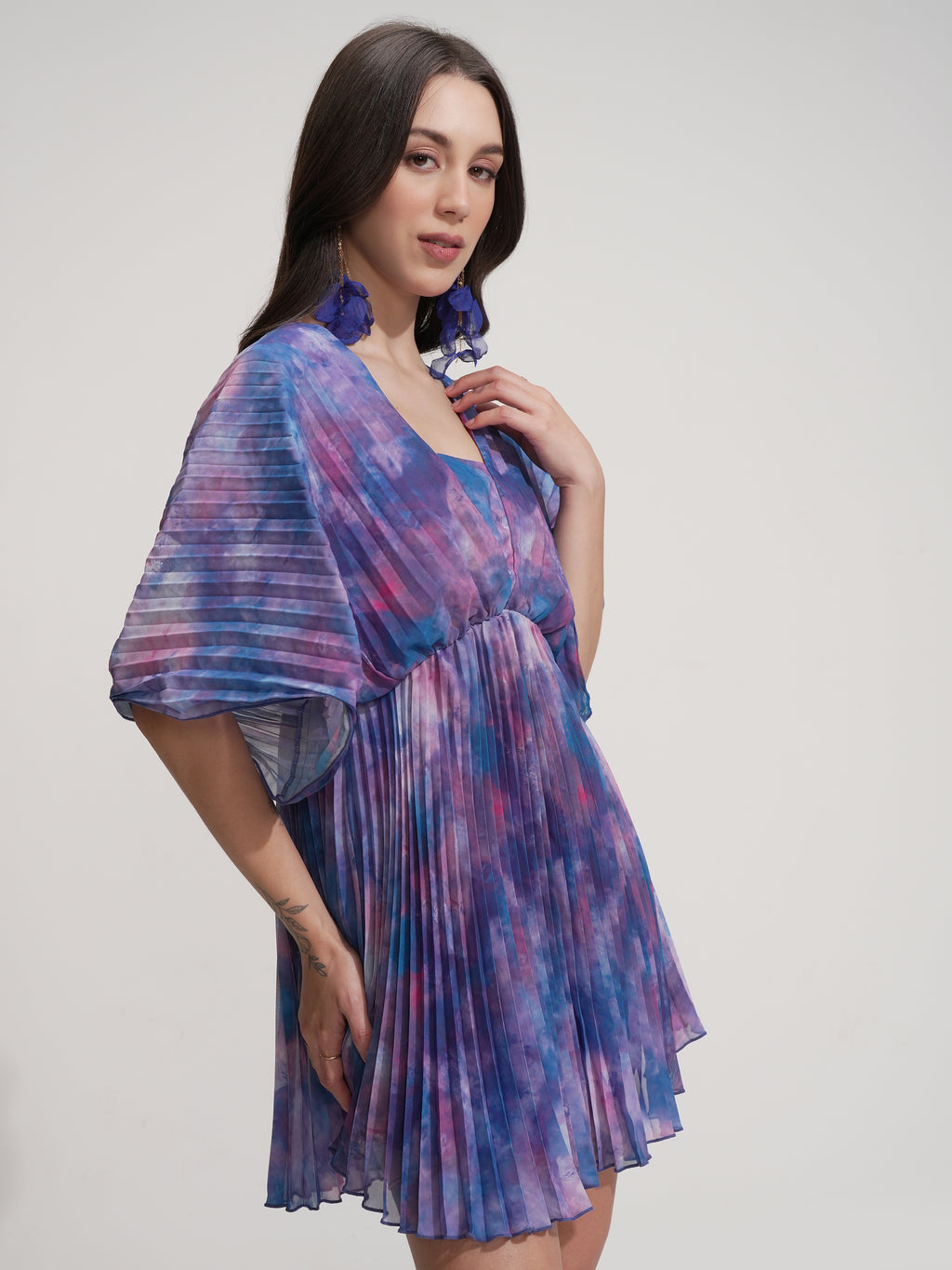 Tokyo Talkies Women Blue Printed Fit And Flare Dress - Blue - Image 6