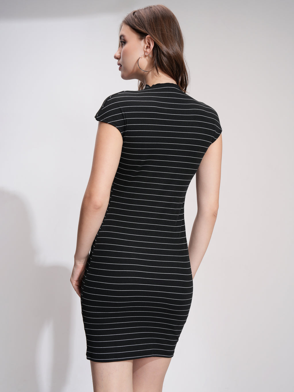 Tokyo Talkies Women Black Striped Bodycon Dress - Black - Image 3