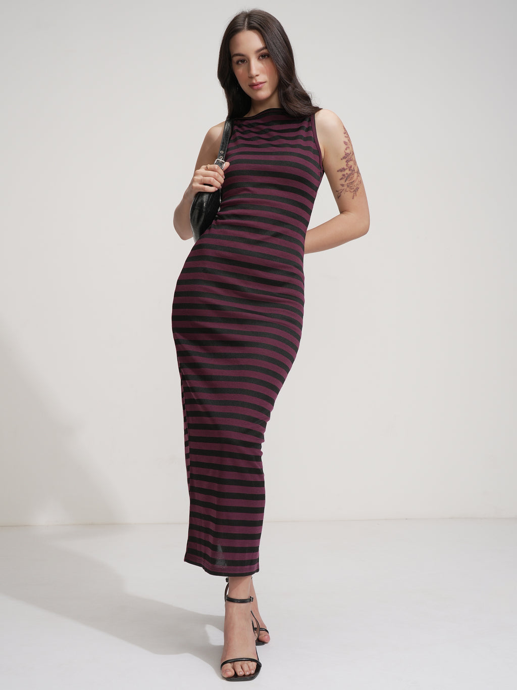 Tokyo Talkies Women Purple Striped Maxi Dress - Purple - Image 2