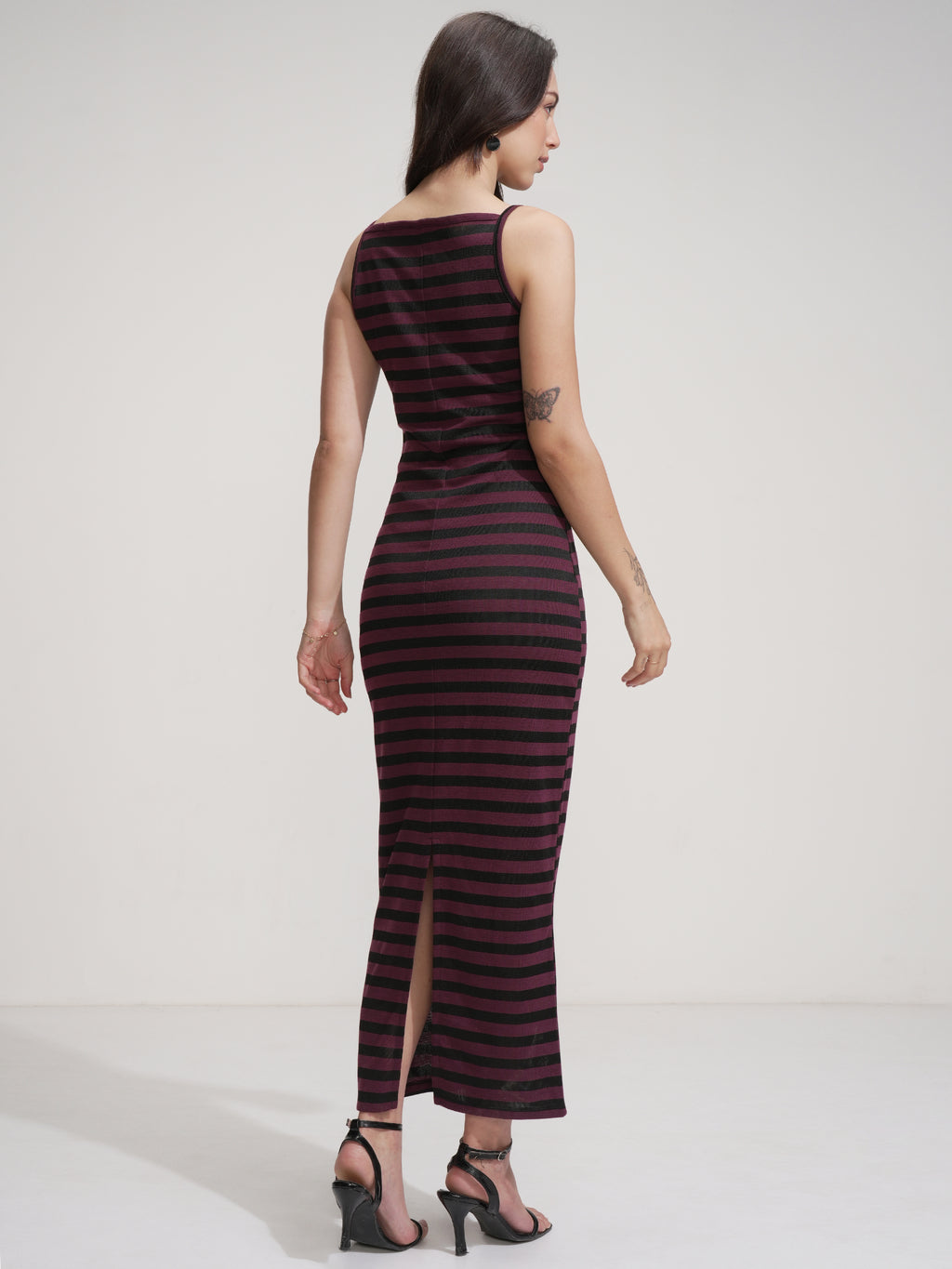 Tokyo Talkies Women Purple Striped Maxi Dress - Purple - Image 3