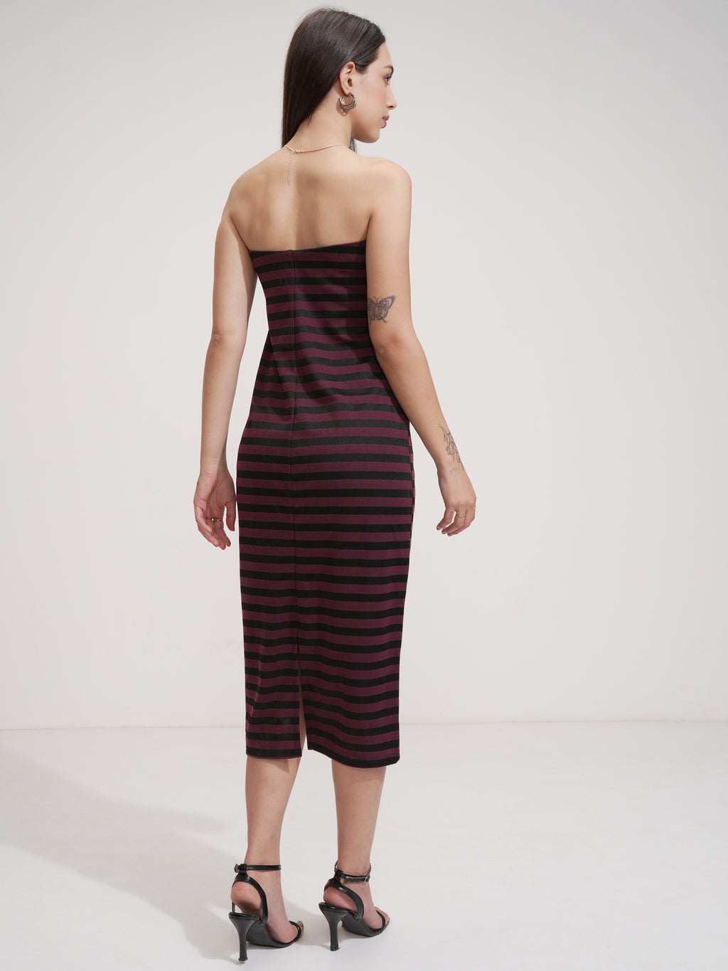 Tokyo Talkies Women Purple Striped Sheath Dress - Purple - Image 3