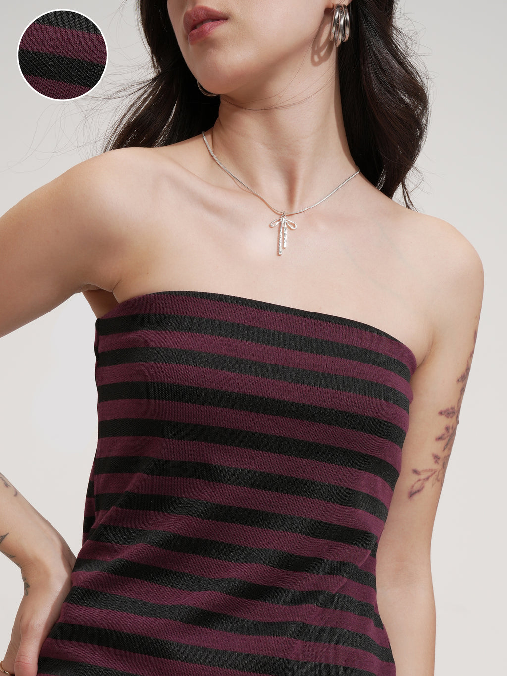 Tokyo Talkies Women Purple Striped Sheath Dress - Purple - Image 5