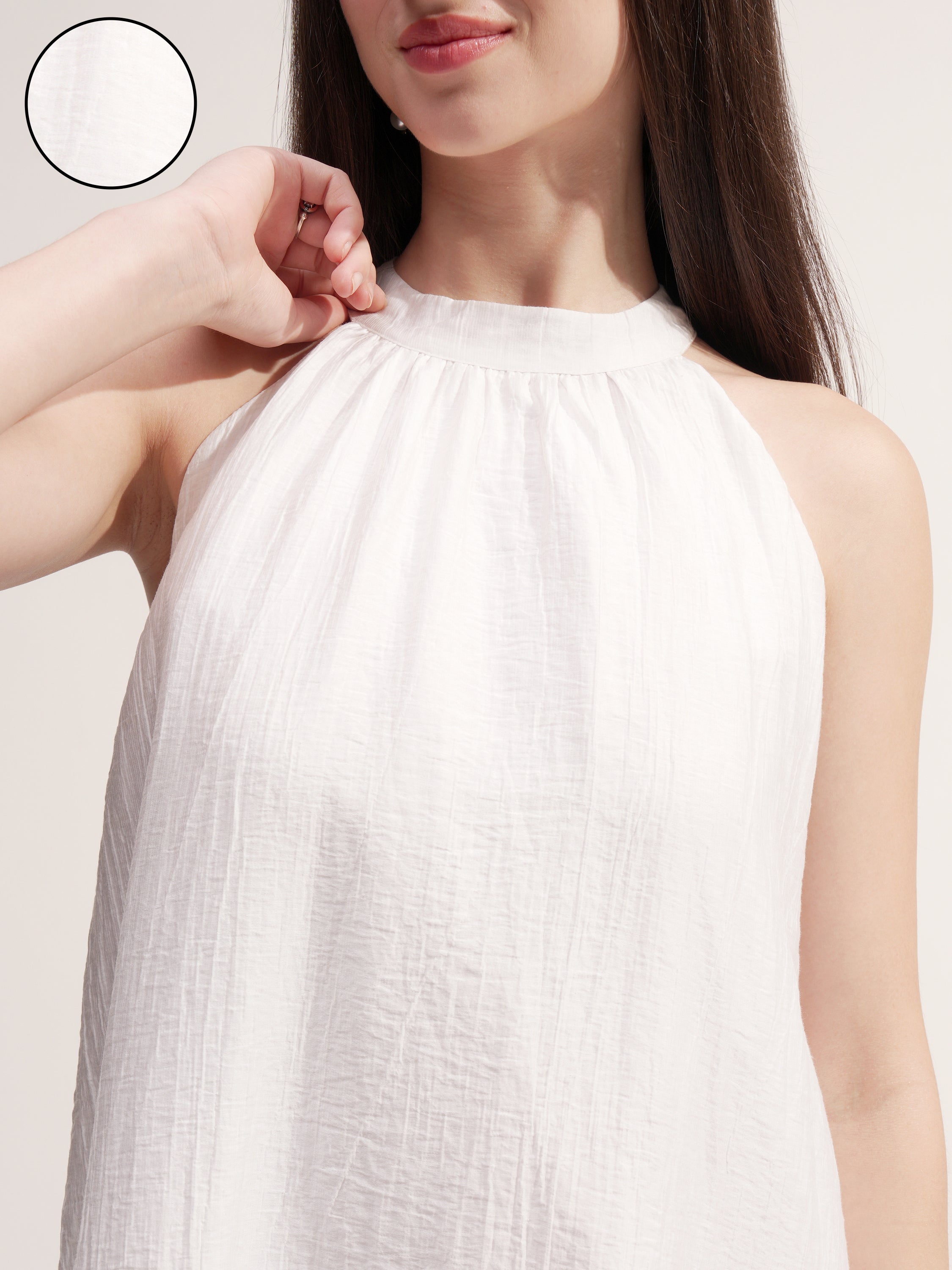 Tokyo Talkies Women White Solid Maxi Dress - White - Image 5