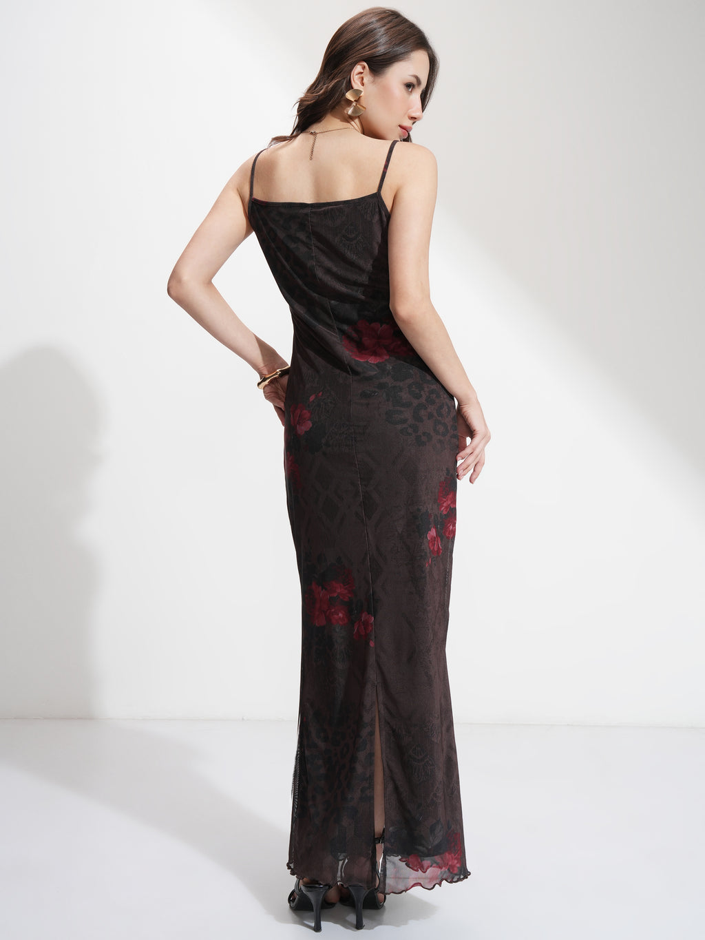 Tokyo Talkies Women Brown Printed Bodycon Dress - Brown - Image 3
