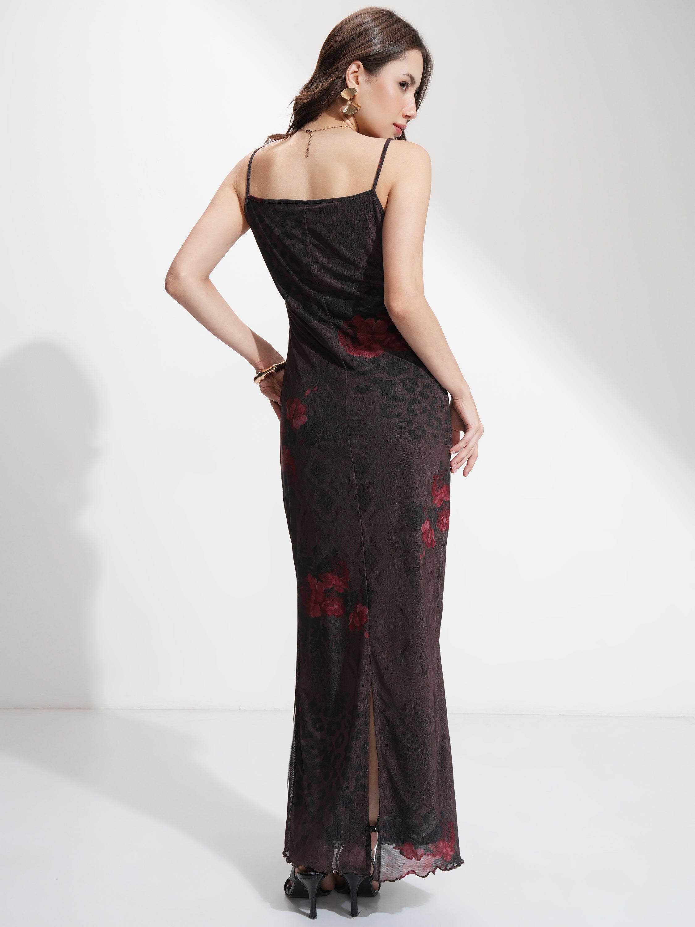 Tokyo Talkies Women Brown Printed Bodycon Dress - Brown - Image 3