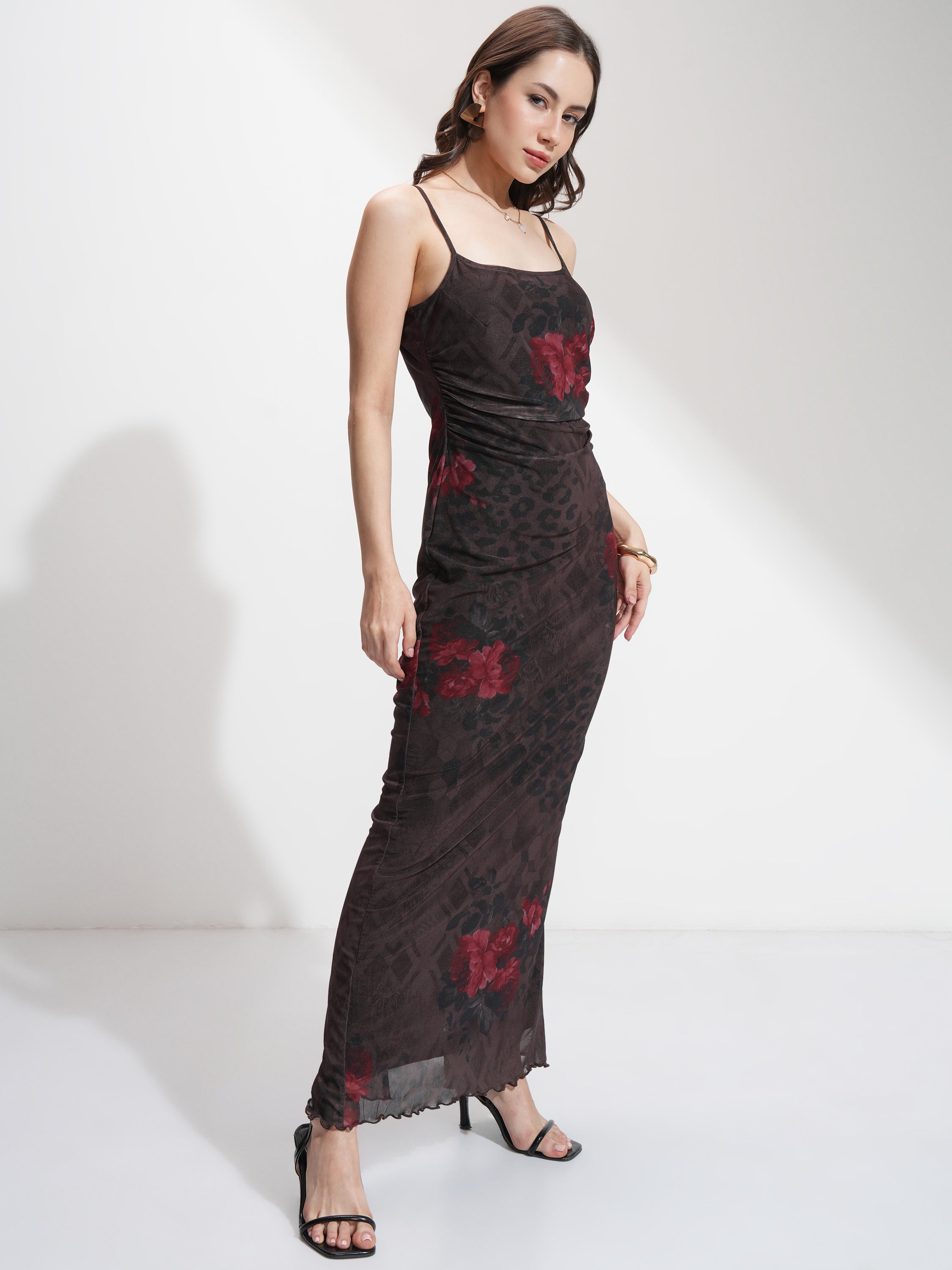 Tokyo Talkies Women Brown Printed Bodycon Dress - Brown - Image 6