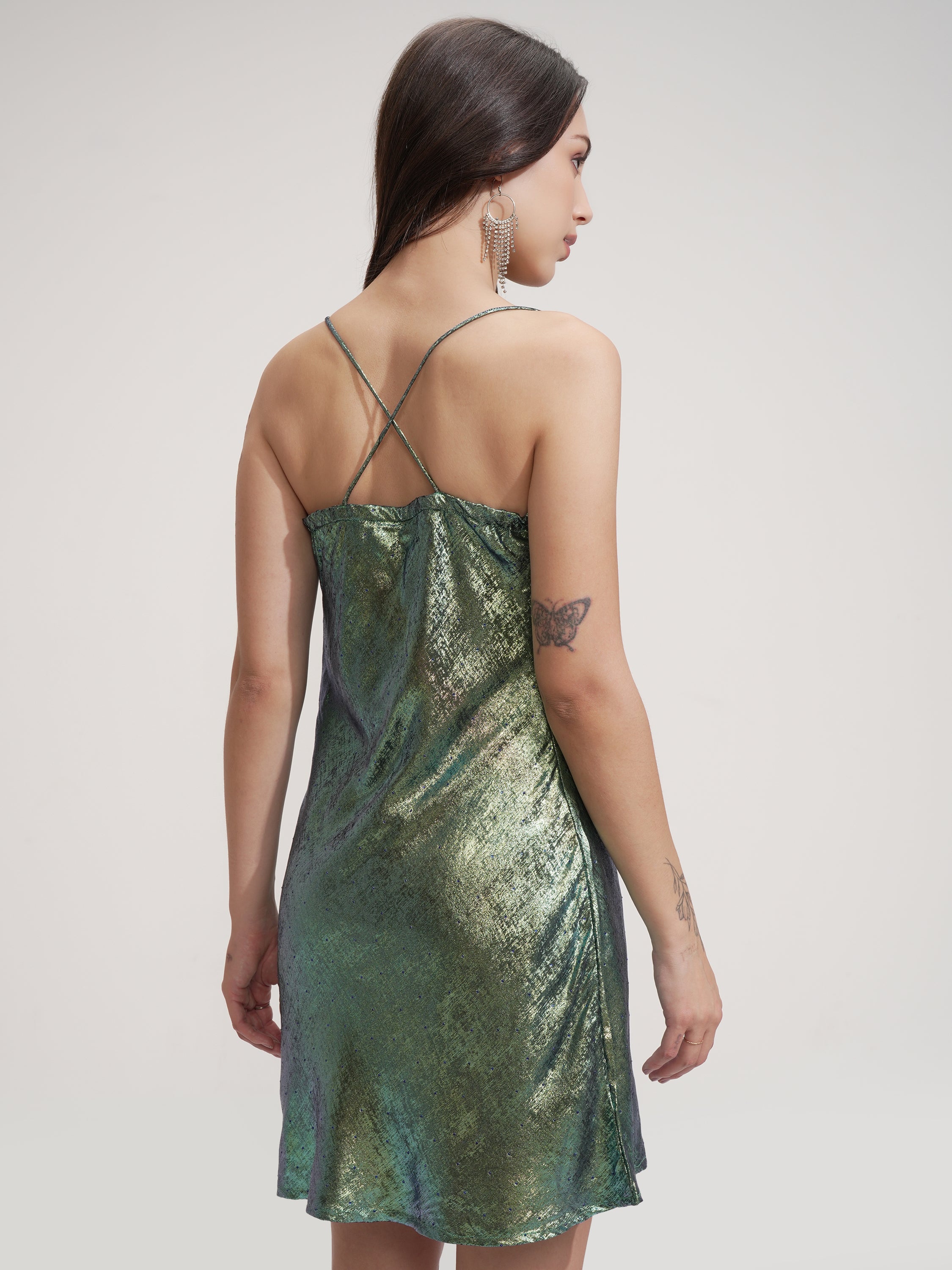 Tokyo Talkies Women Turquoise Solid Fit And Flare Dress - Turquoise - Image 3