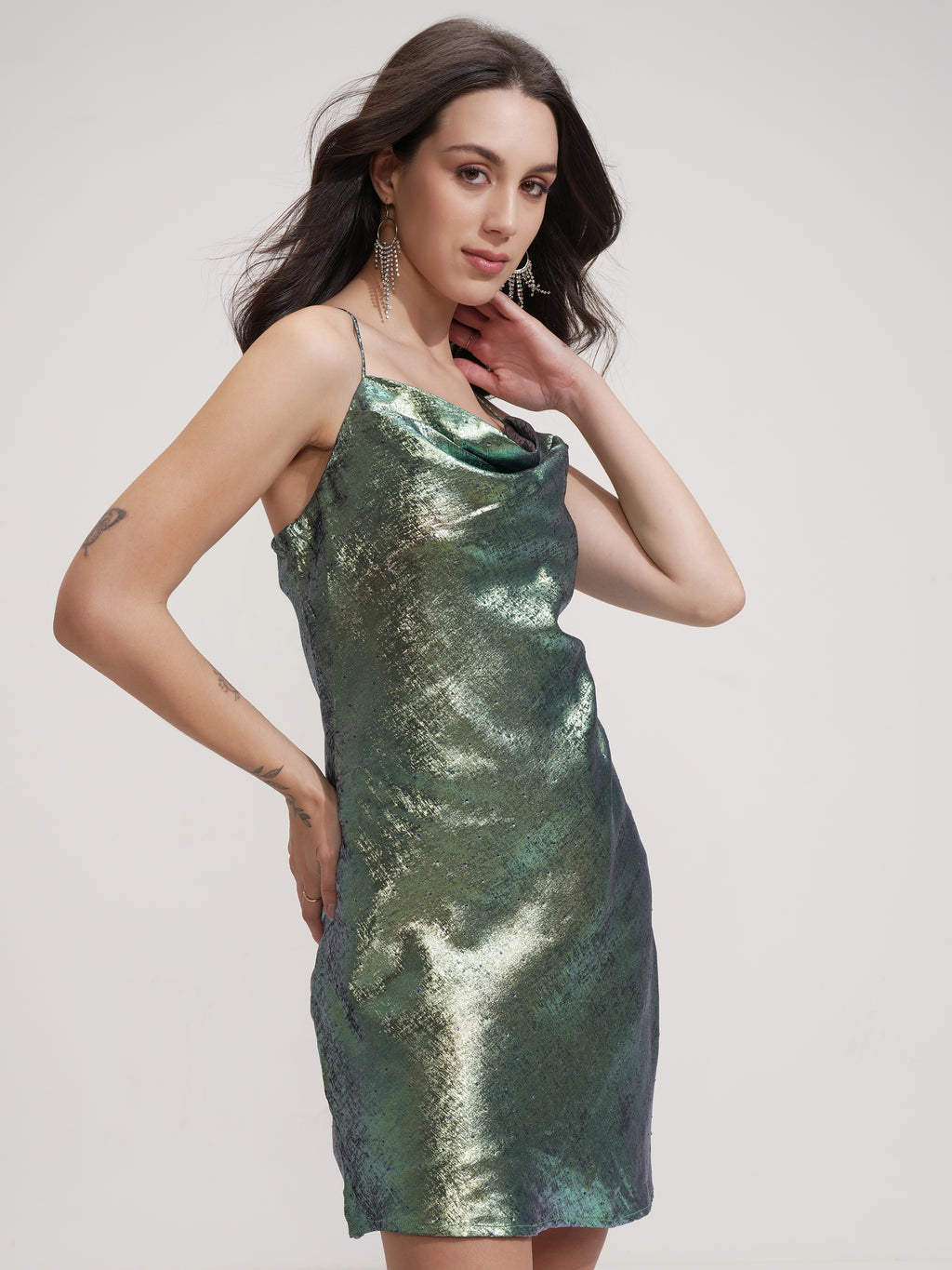 Tokyo Talkies Women Turquoise Solid Fit And Flare Dress - Turquoise - Image 6