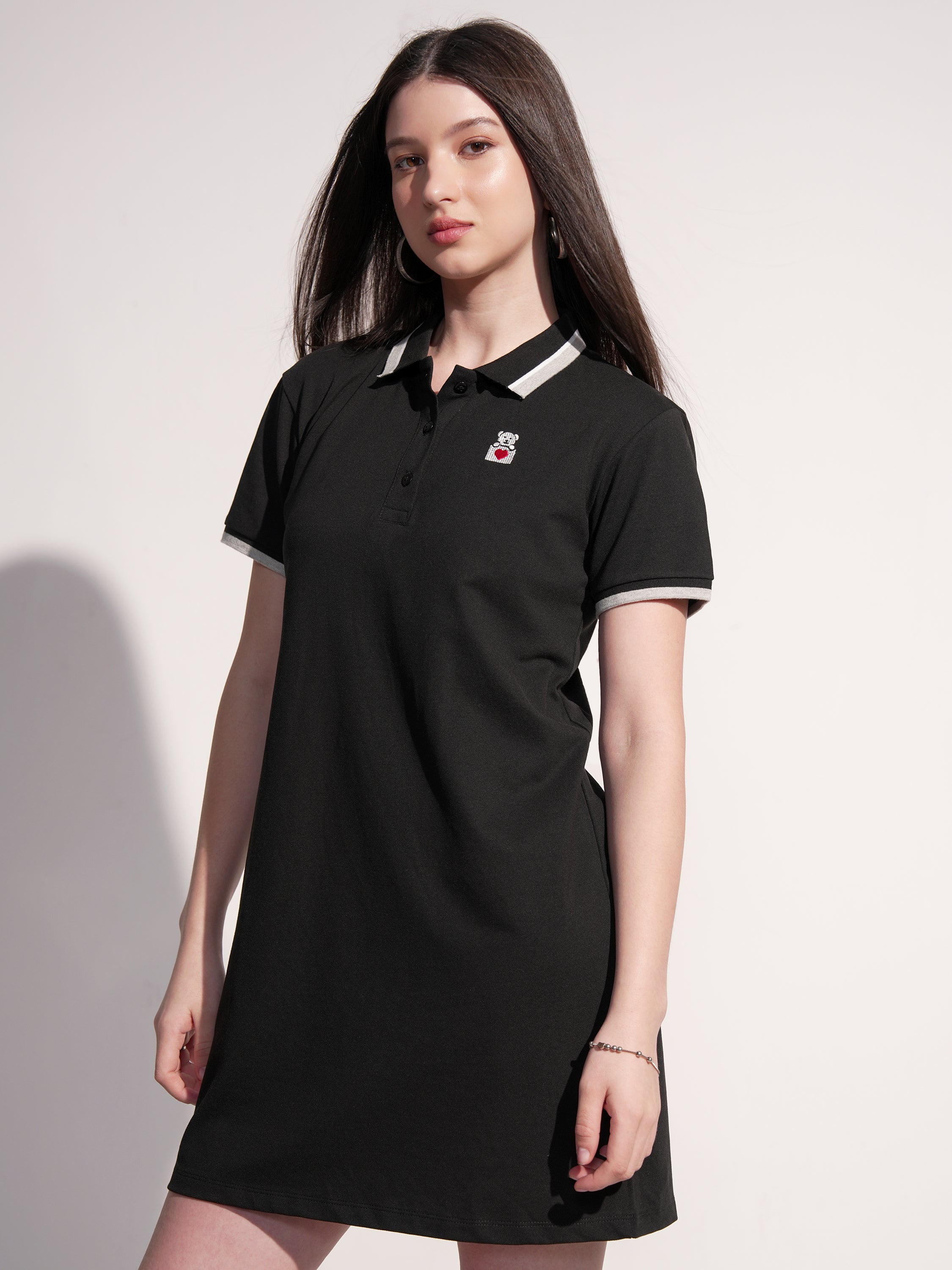 Tokyo Talkies Women Black Solid T-shirt Dress - Black - Image 4