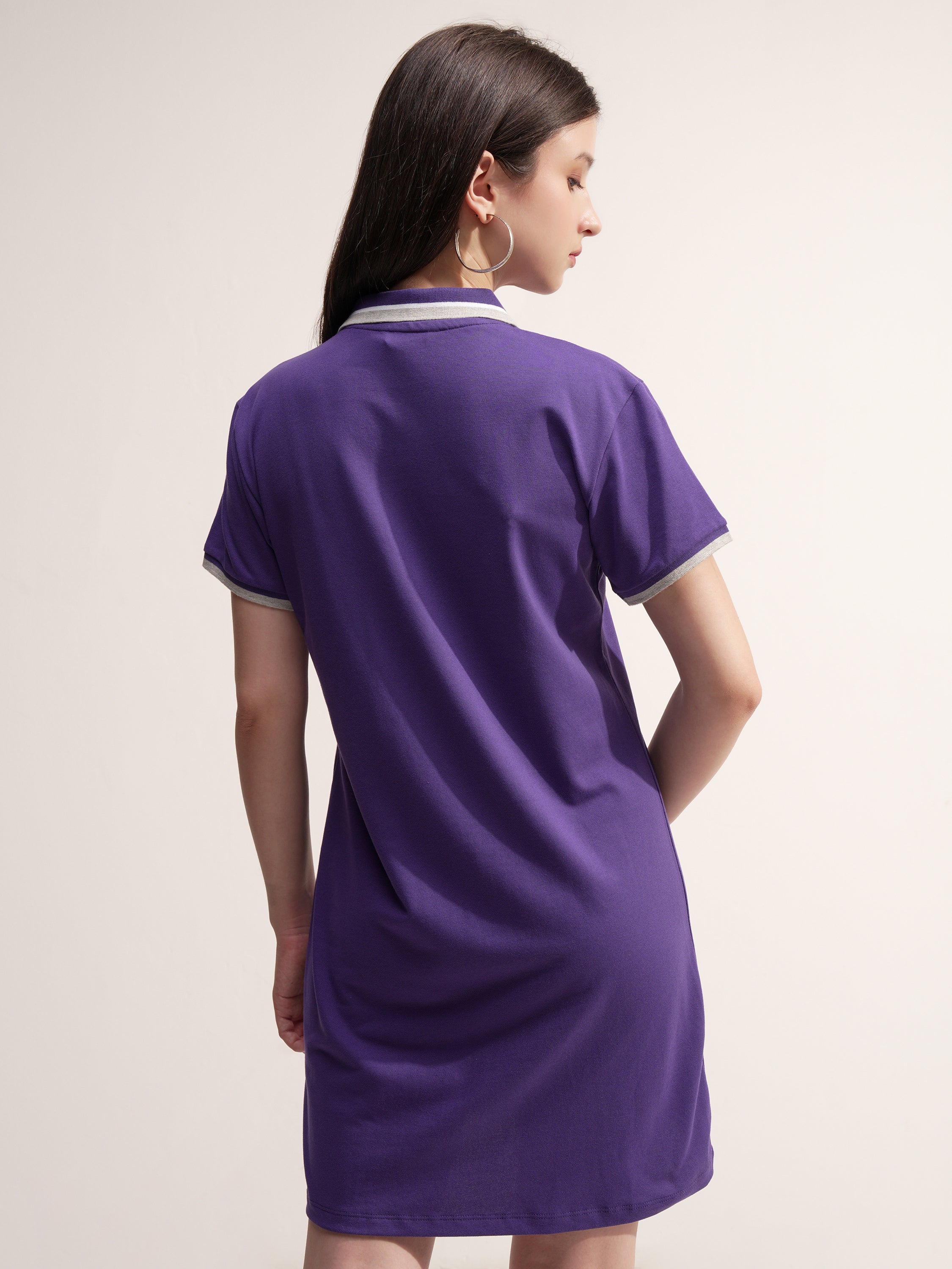 Tokyo Talkies Women Purple Solid T-shirt Dress - Purple - Image 3