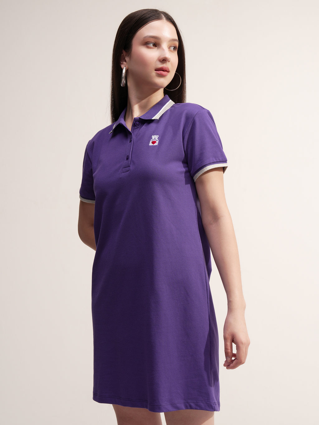 Tokyo Talkies Women Purple Solid T-shirt Dress - Purple - Image 4