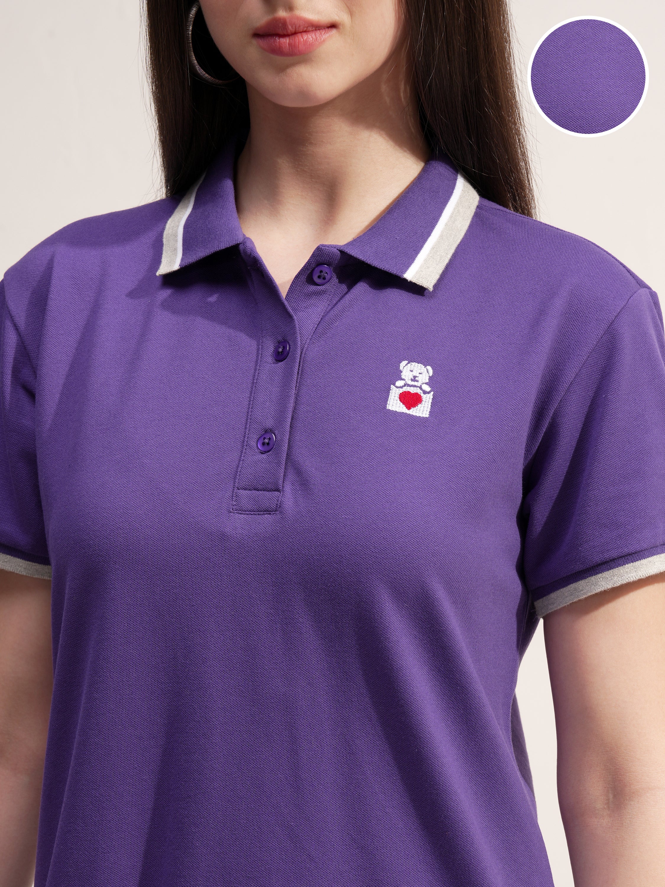 Tokyo Talkies Women Purple Solid T-shirt Dress - Purple - Image 5