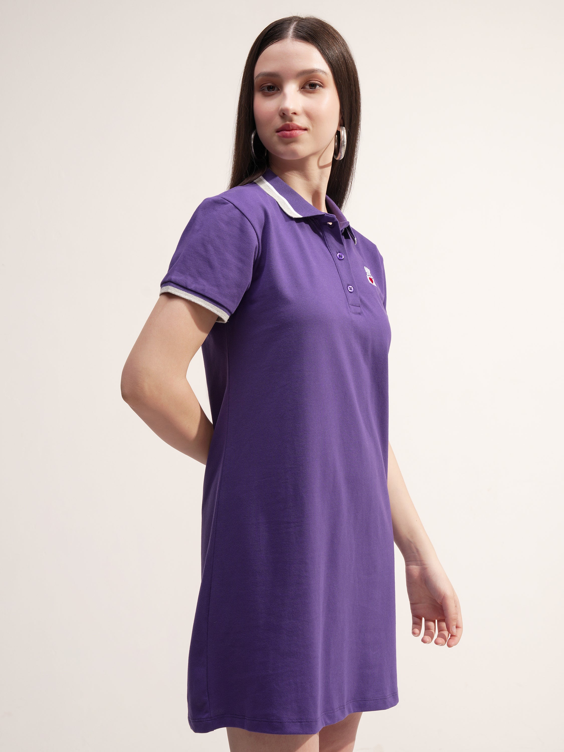 Tokyo Talkies Women Purple Solid T-shirt Dress - Purple - Image 6