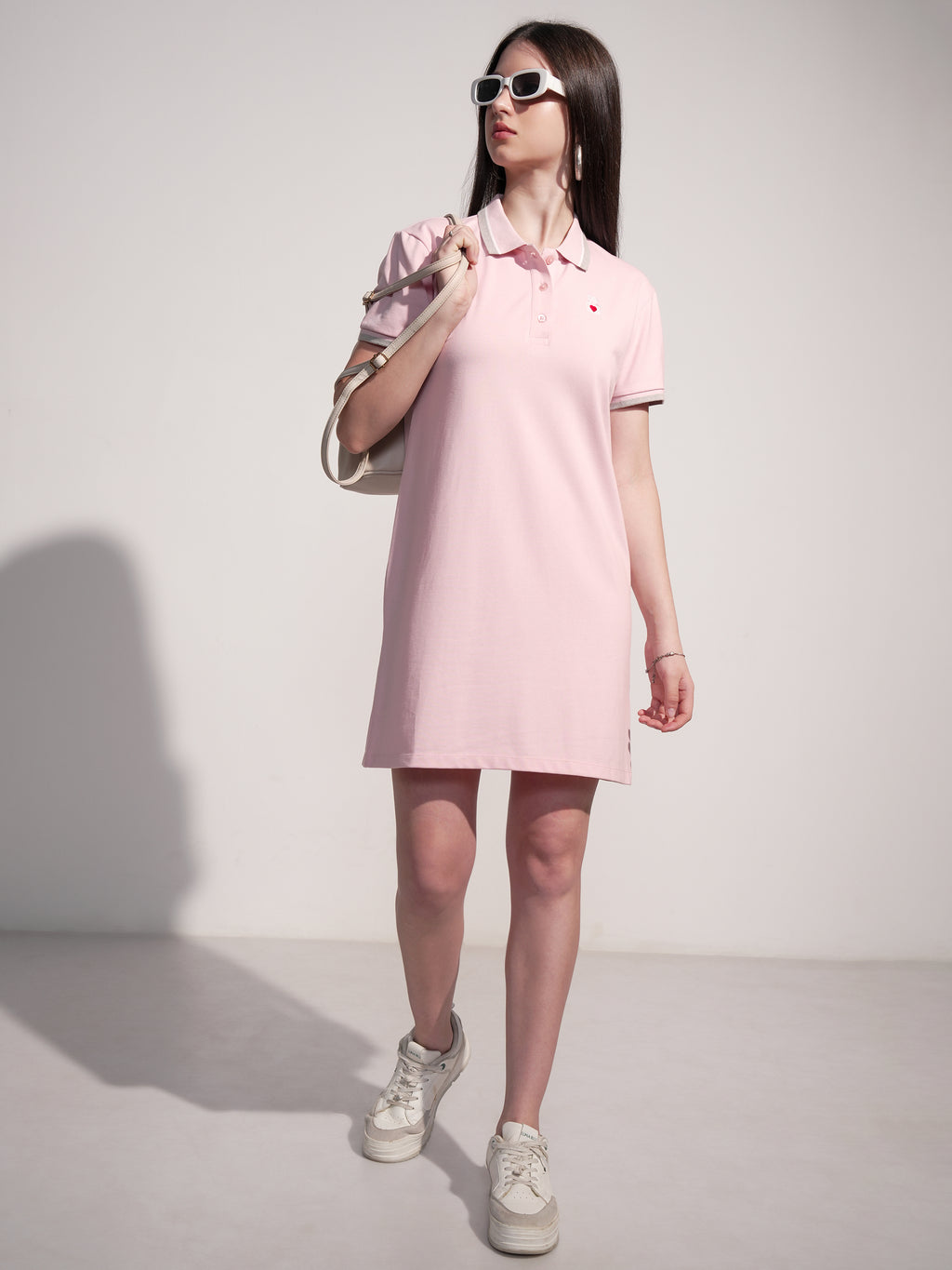 Tokyo Talkies Women Pink Solid T-shirt Dress - Pink - Image 2