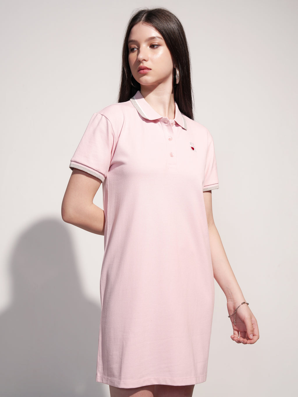 Tokyo Talkies Women Pink Solid T-shirt Dress - Pink - Image 6