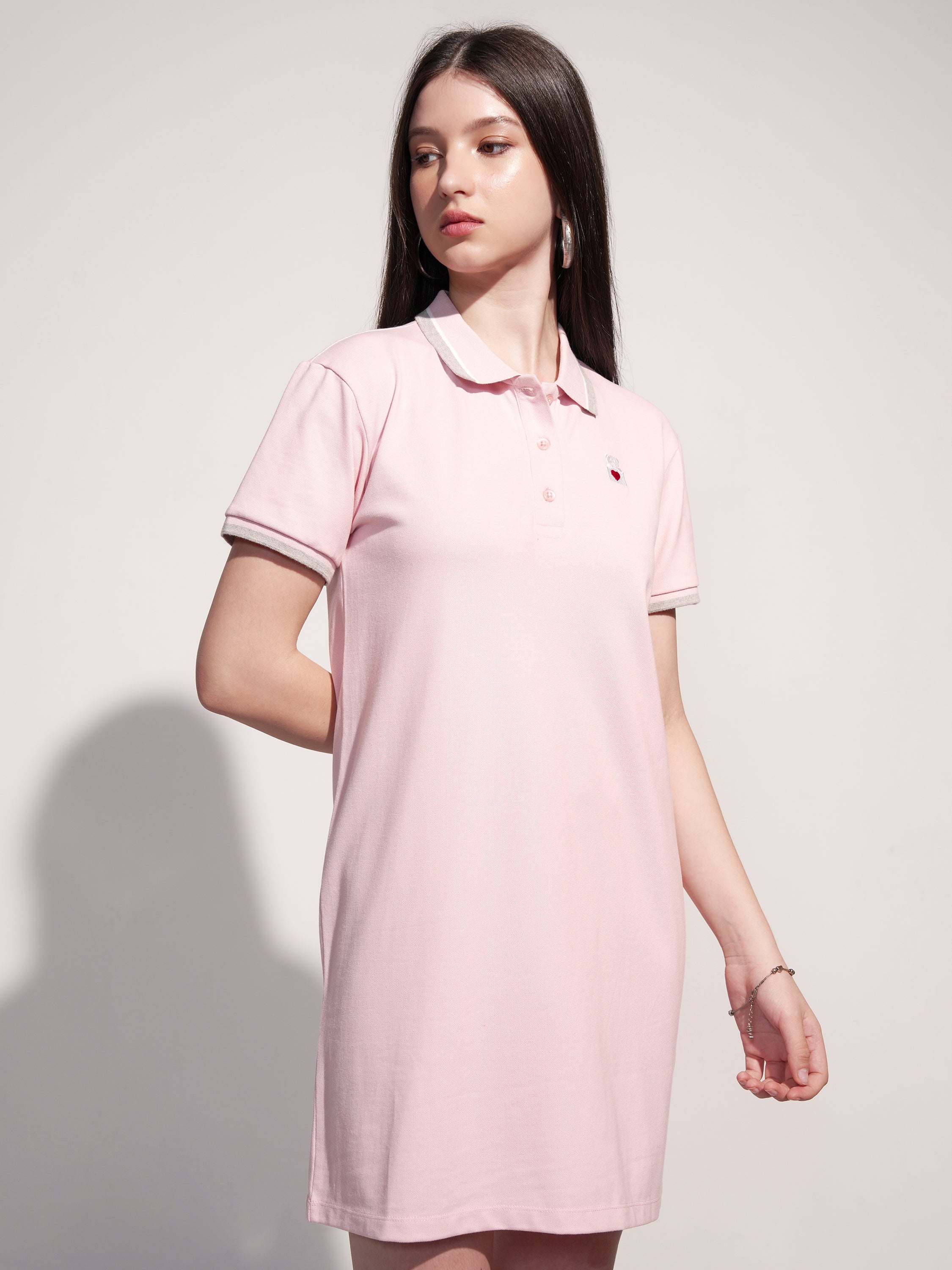Tokyo Talkies Women Pink Solid T-shirt Dress - Pink - Image 6