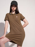 Tokyo Talkies Women Brown Solid T-shirt Dress - Brown - Image 1