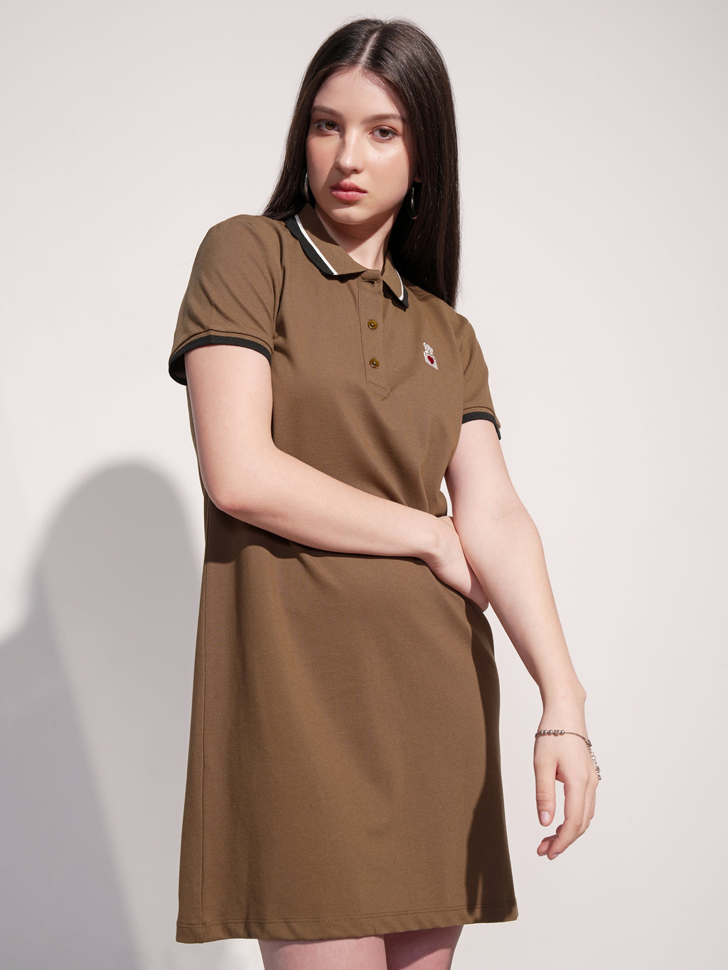 Tokyo Talkies Women Brown Solid T-shirt Dress - Brown - Image 6