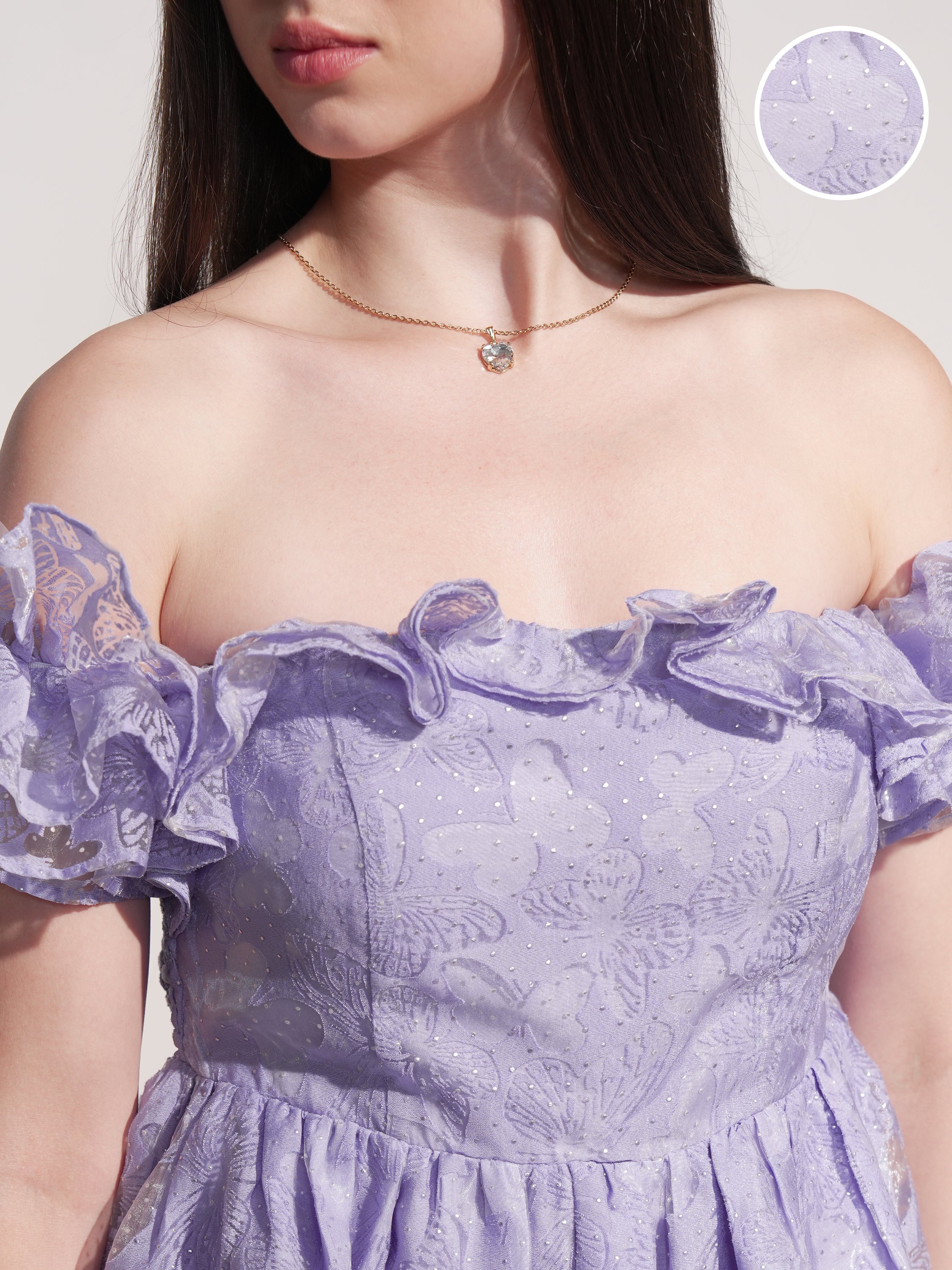 Tokyo Talkies Women Lavender Self Design Fit And Flare Dress - Lavender - Image 5