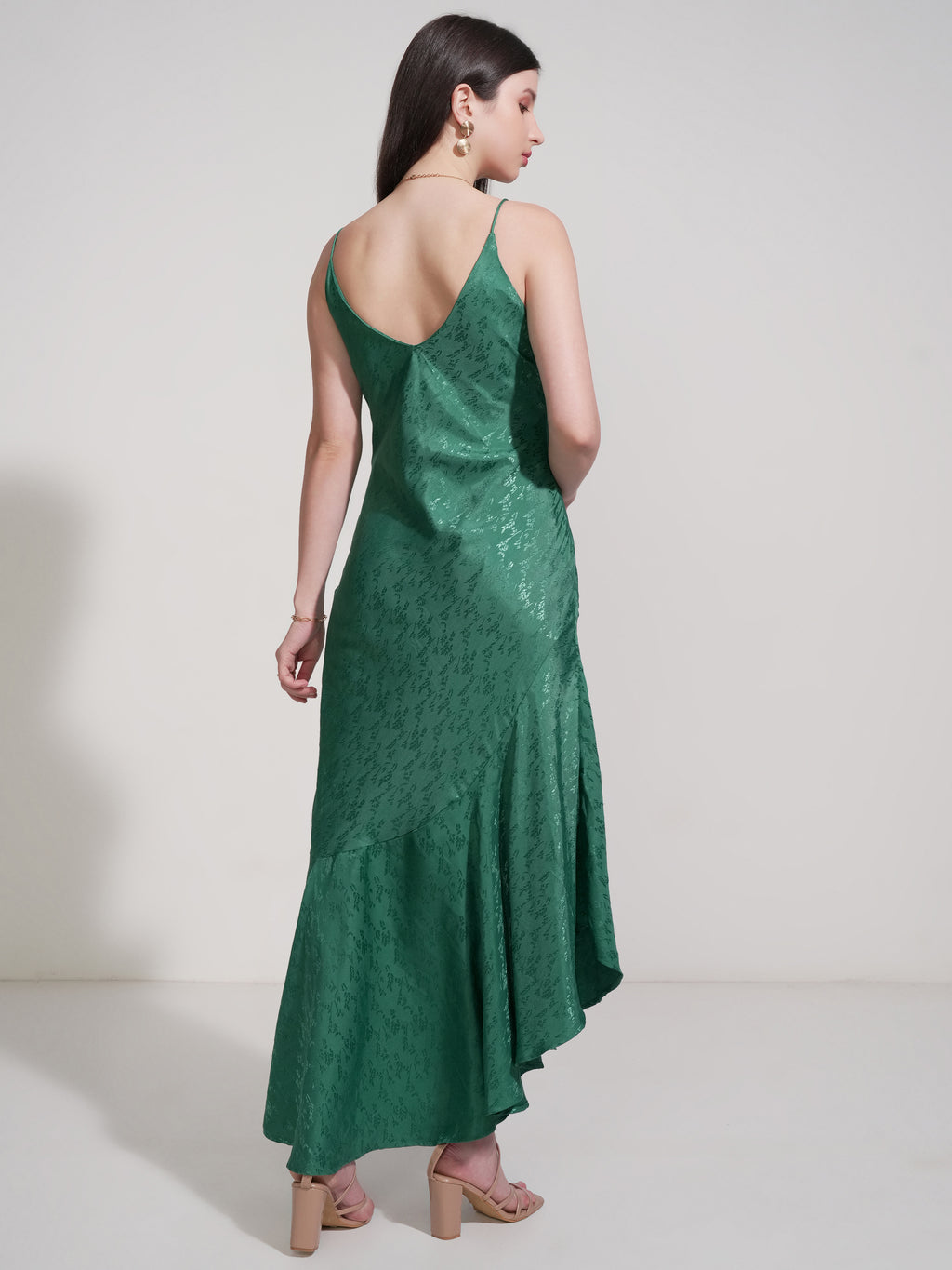 Tokyo Talkies Women Green Self Design Fit And Flare Dress - Green - Image 3