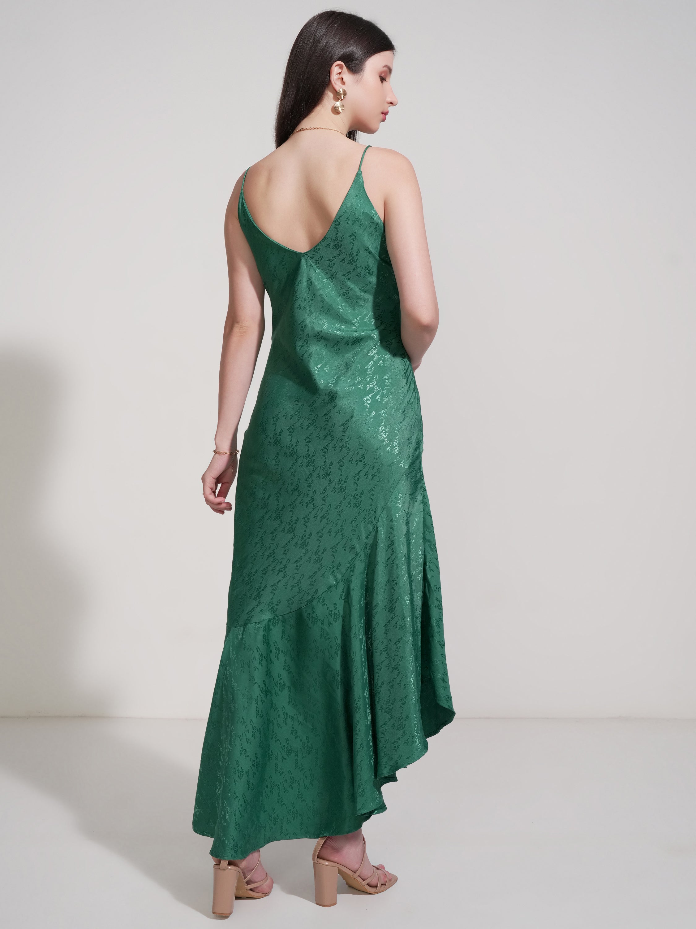 Tokyo Talkies Women Green Self Design Fit And Flare Dress - Green - Image 3