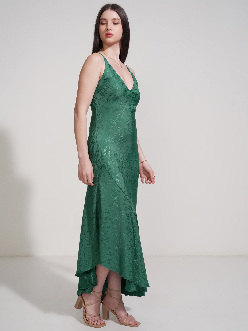 Tokyo Talkies Women Green Self Design Fit And Flare Dress - Green - Image 6