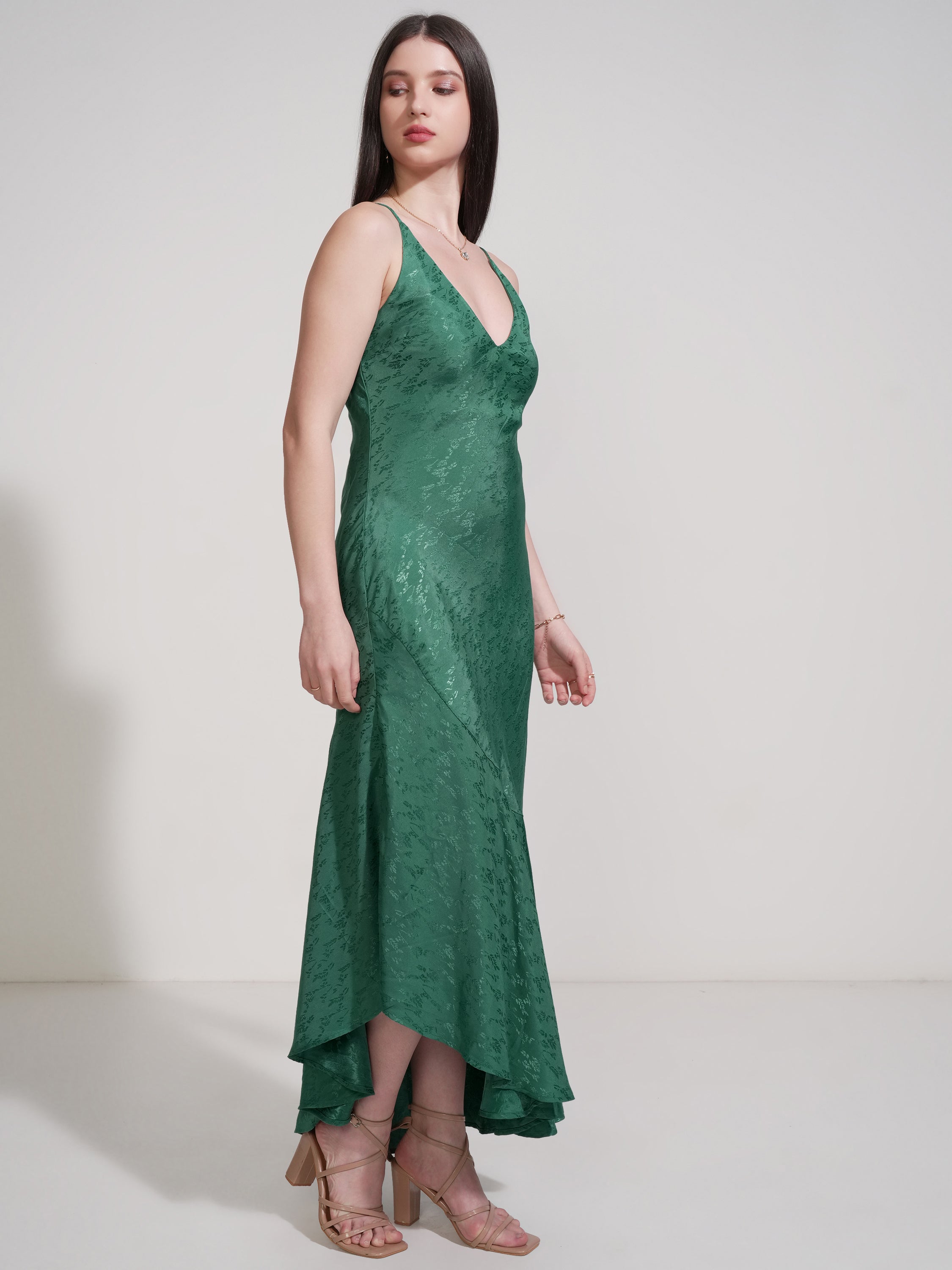 Tokyo Talkies Women Green Self Design Fit And Flare Dress - Green - Image 6