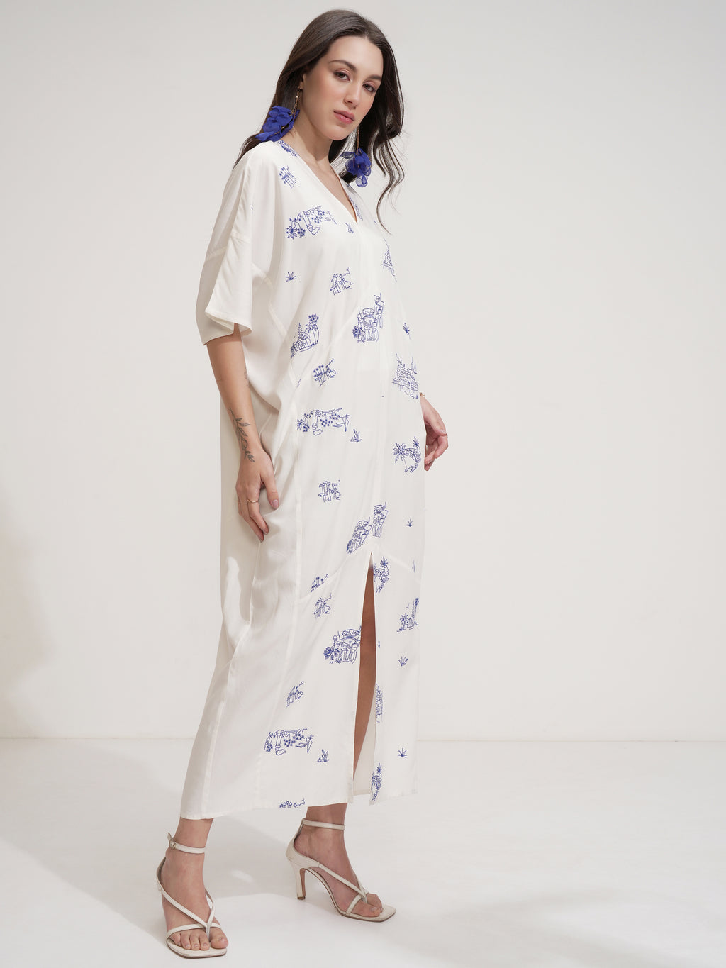 Tokyo Talkies Women Off White Printed Fit And Flare Dress - Off White - Image 6