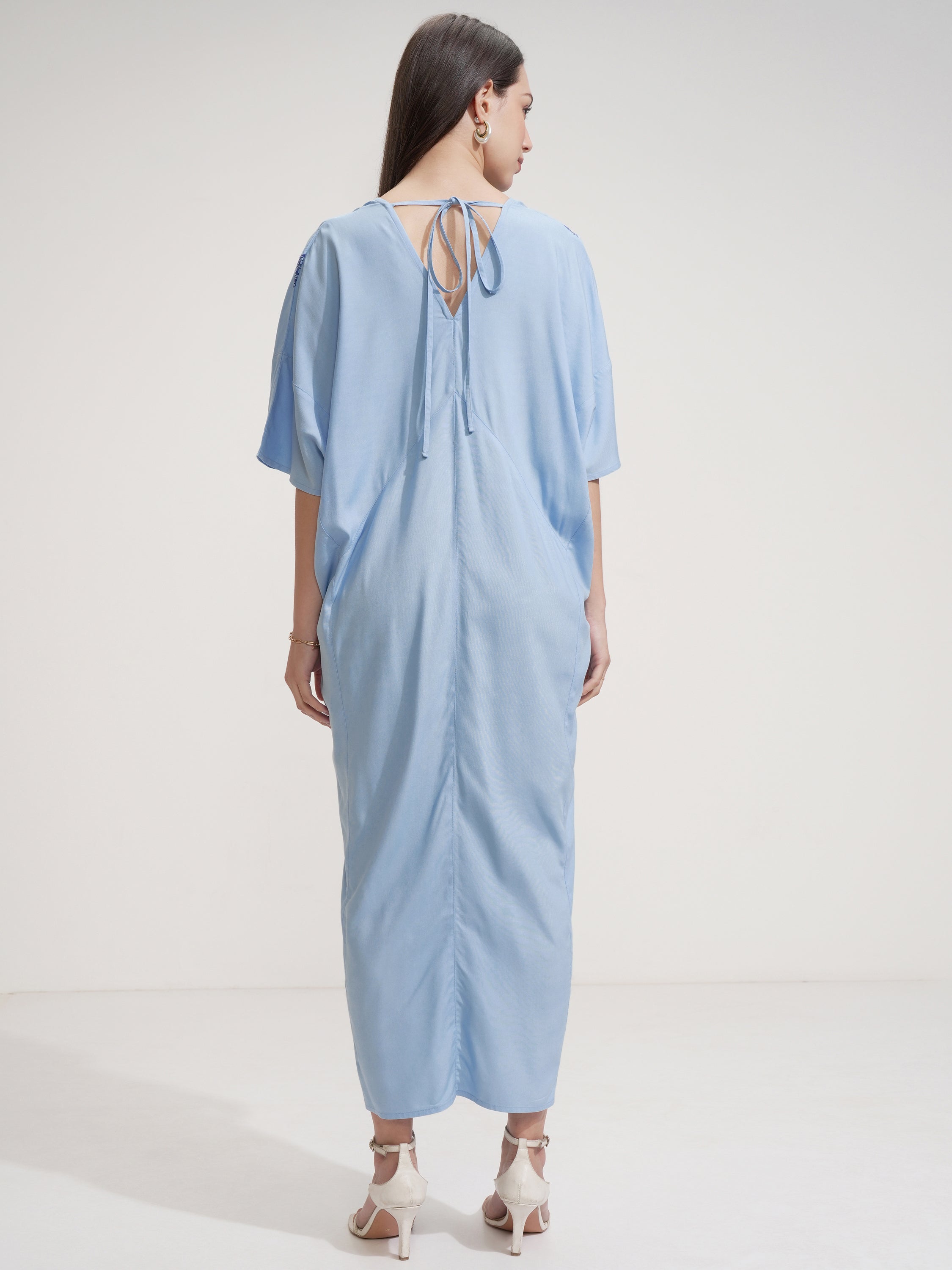 Tokyo Talkies Women Blue Embroidered Maxi Dress - Blue - Image 3