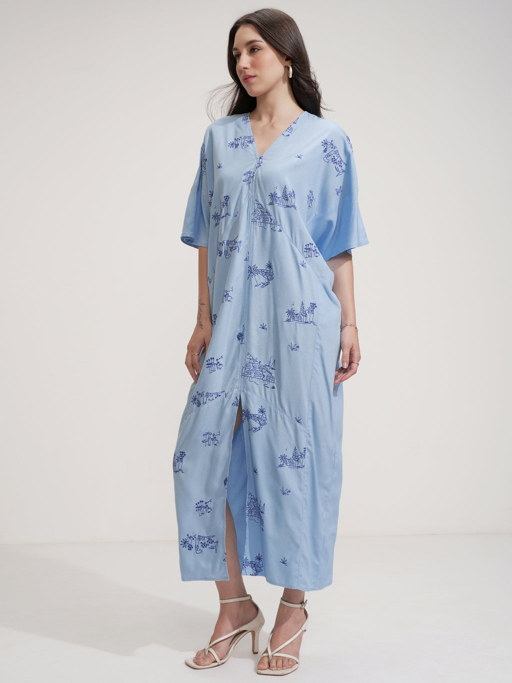 Tokyo Talkies Women Blue Embroidered Maxi Dress - Blue - Image 4