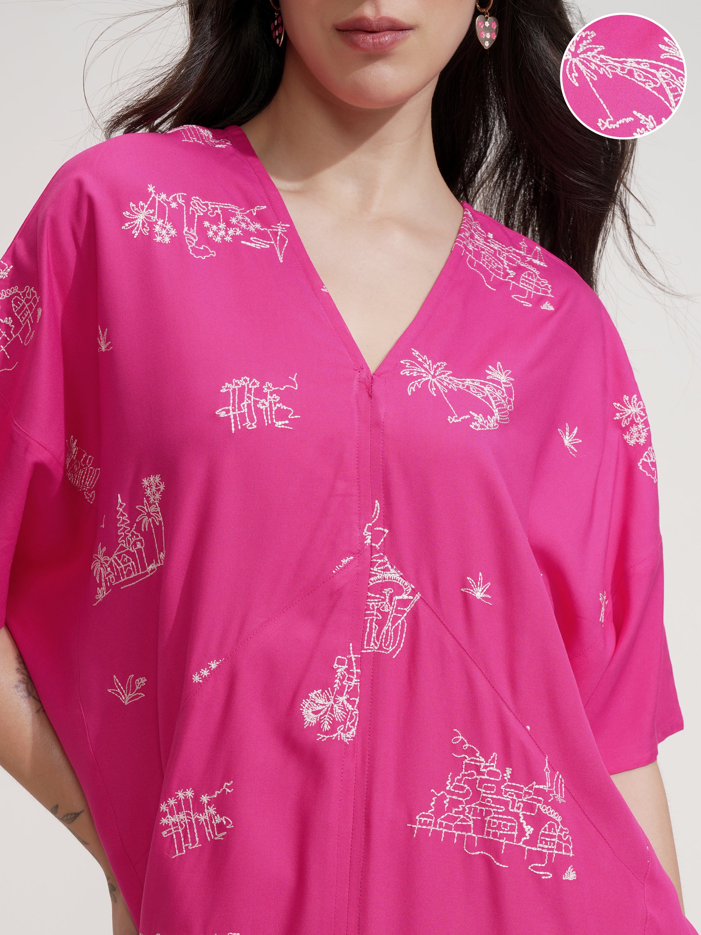 Tokyo Talkies Women Pink Self Design Fit And Flare Dress - Pink - Image 5