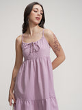 Tokyo Talkies Women Purple Solid Fit And Flare Dress - Purple - Image 1
