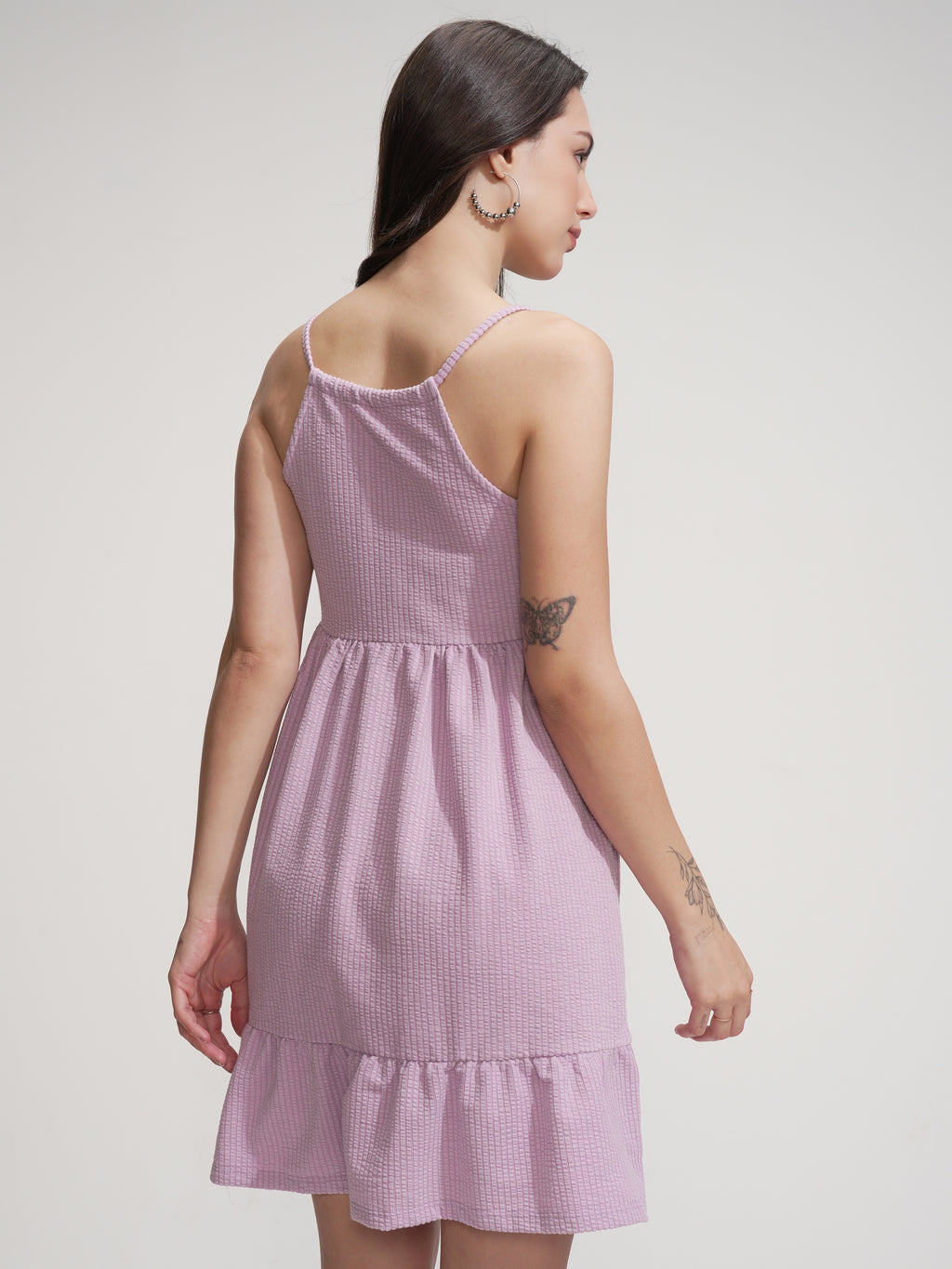 Tokyo Talkies Women Purple Solid Fit And Flare Dress - Purple - Image 3