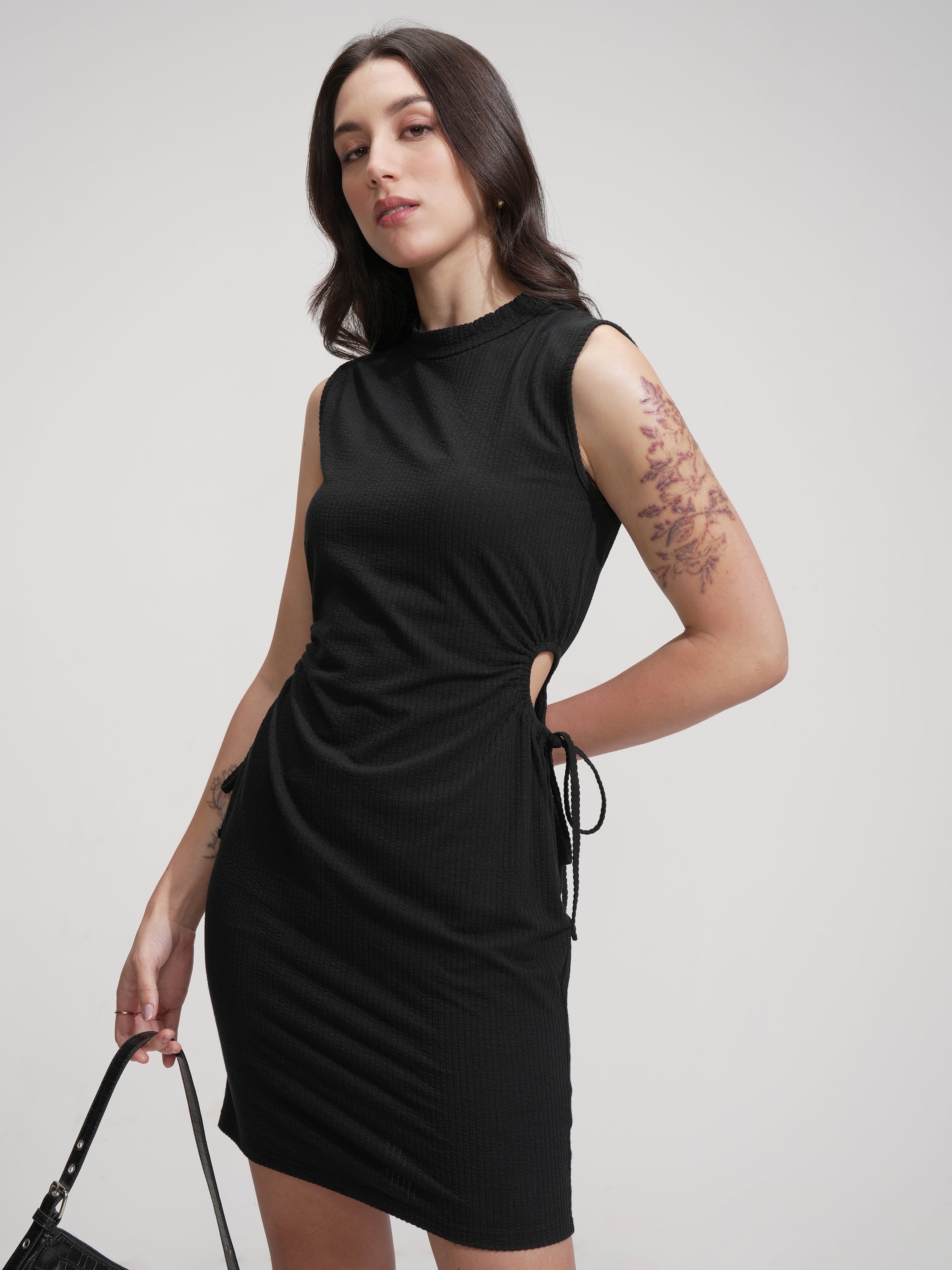 Tokyo Talkies Women Black Solid Sheath Dress - Black - Image 4