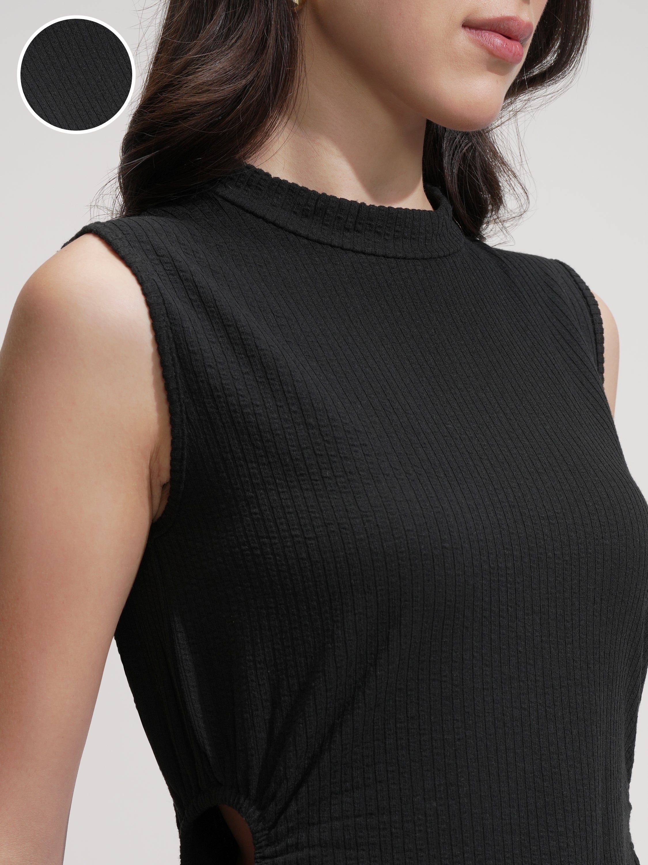 Tokyo Talkies Women Black Solid Sheath Dress - Black - Image 5