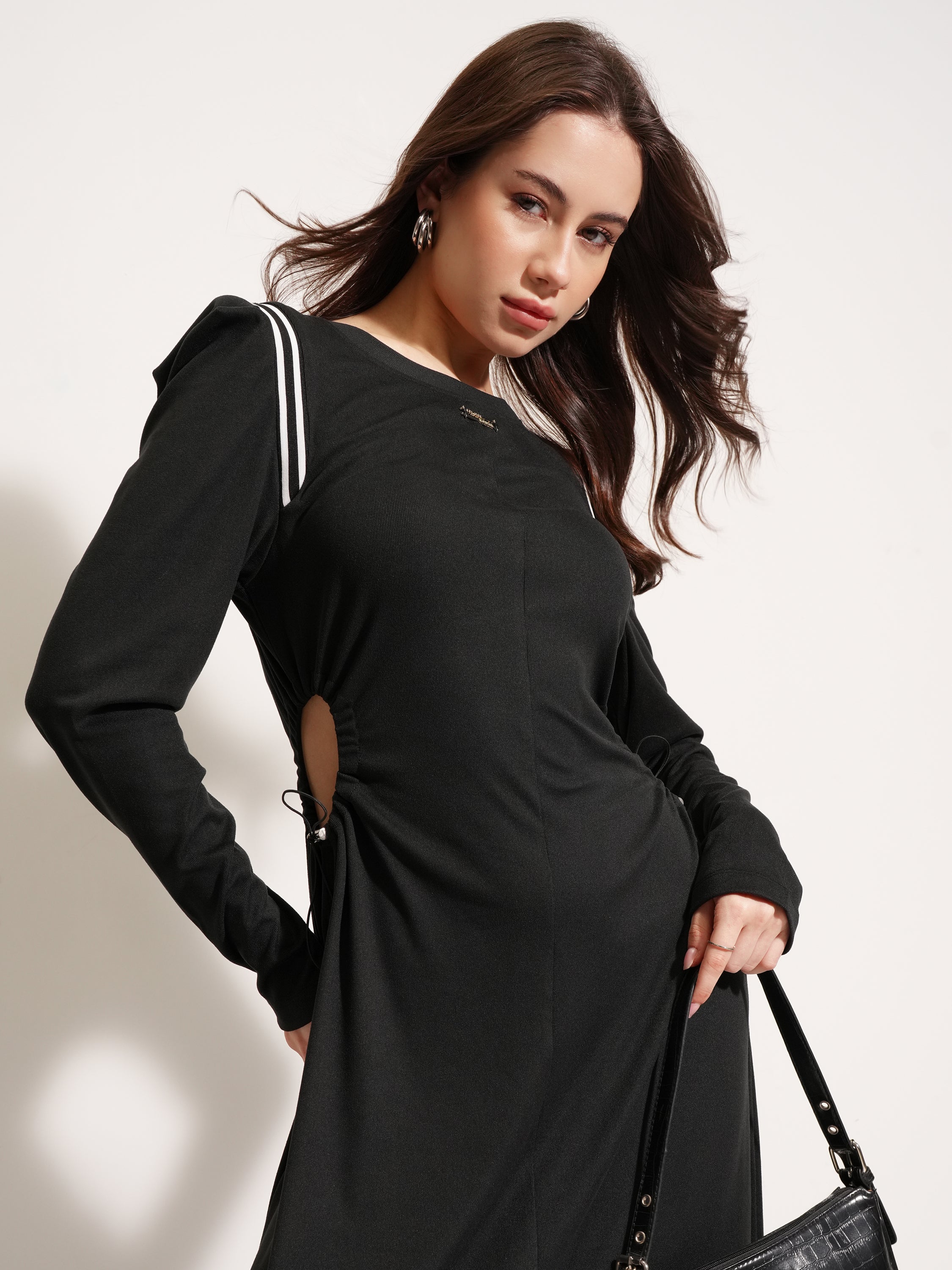 Tokyo Talkies Women Black Solid Maxi Dress - Black - Image 1