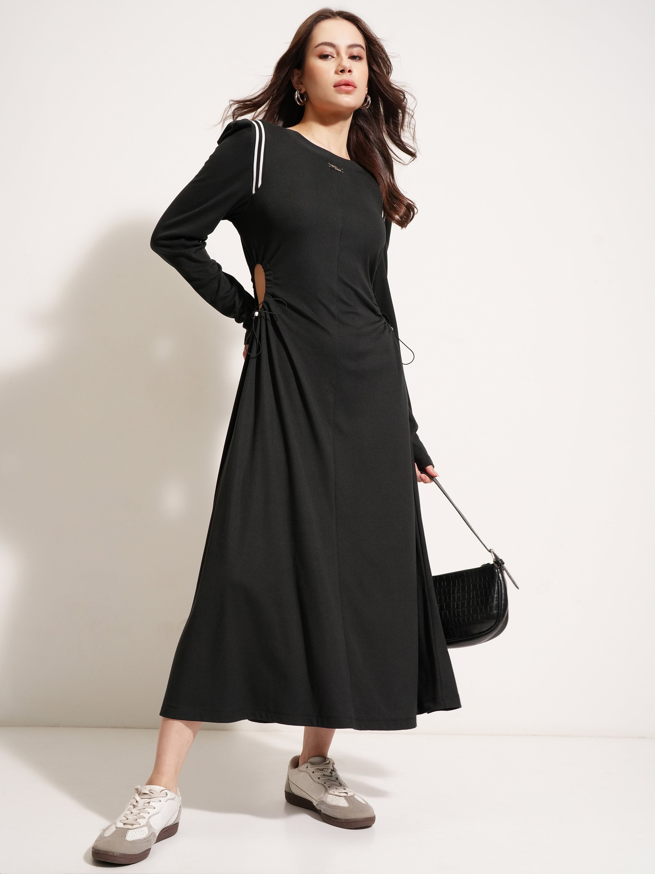 Tokyo Talkies Women Black Solid Maxi Dress - Black - Image 2
