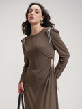 Tokyo Talkies Women Brown Solid Maxi Dress - Brown - Image 1