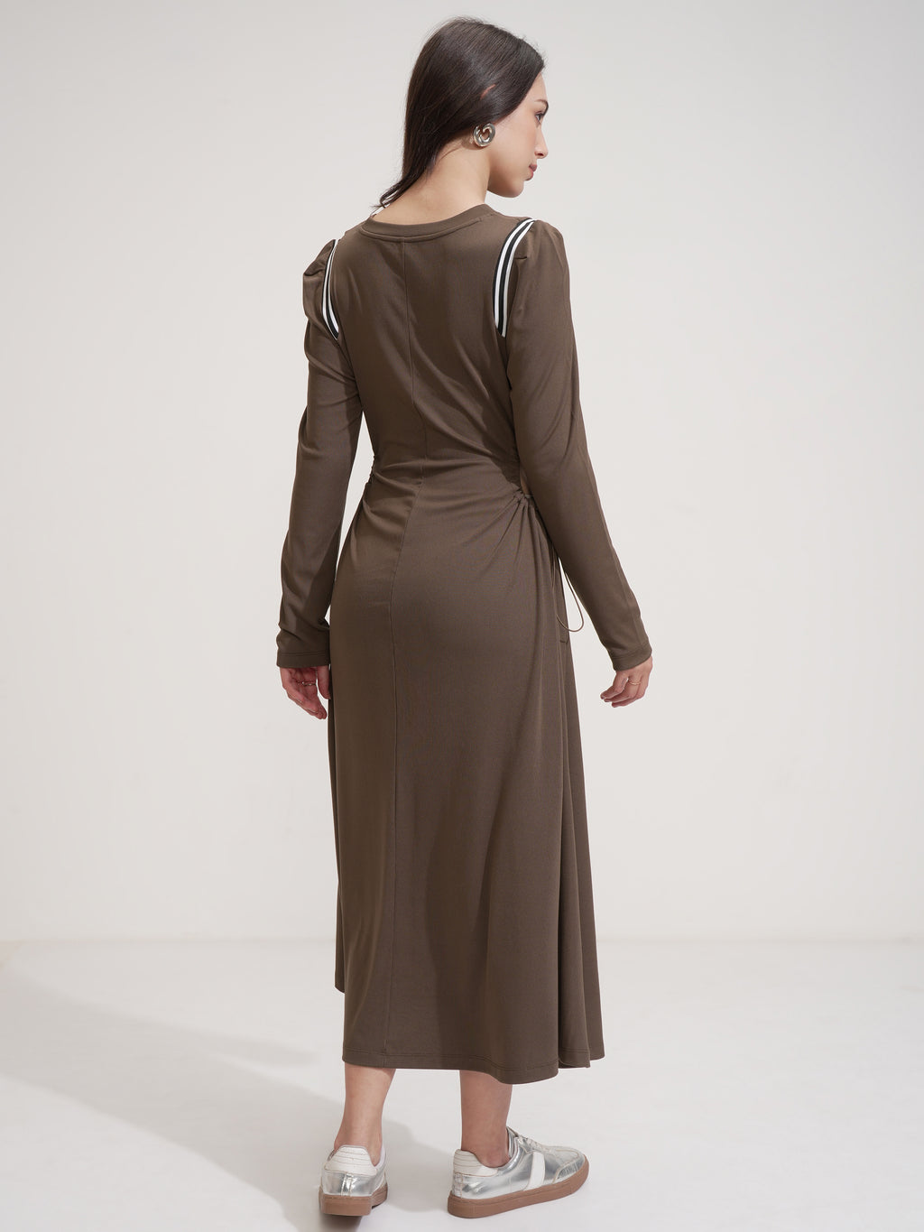 Tokyo Talkies Women Brown Solid Maxi Dress - Brown - Image 3