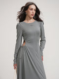 Tokyo Talkies Women Grey Solid Maxi Dress - Grey - Image 1