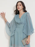 Tokyo Talkies Women Blue Striped Fit And Flare Dress - Blue - Image 1