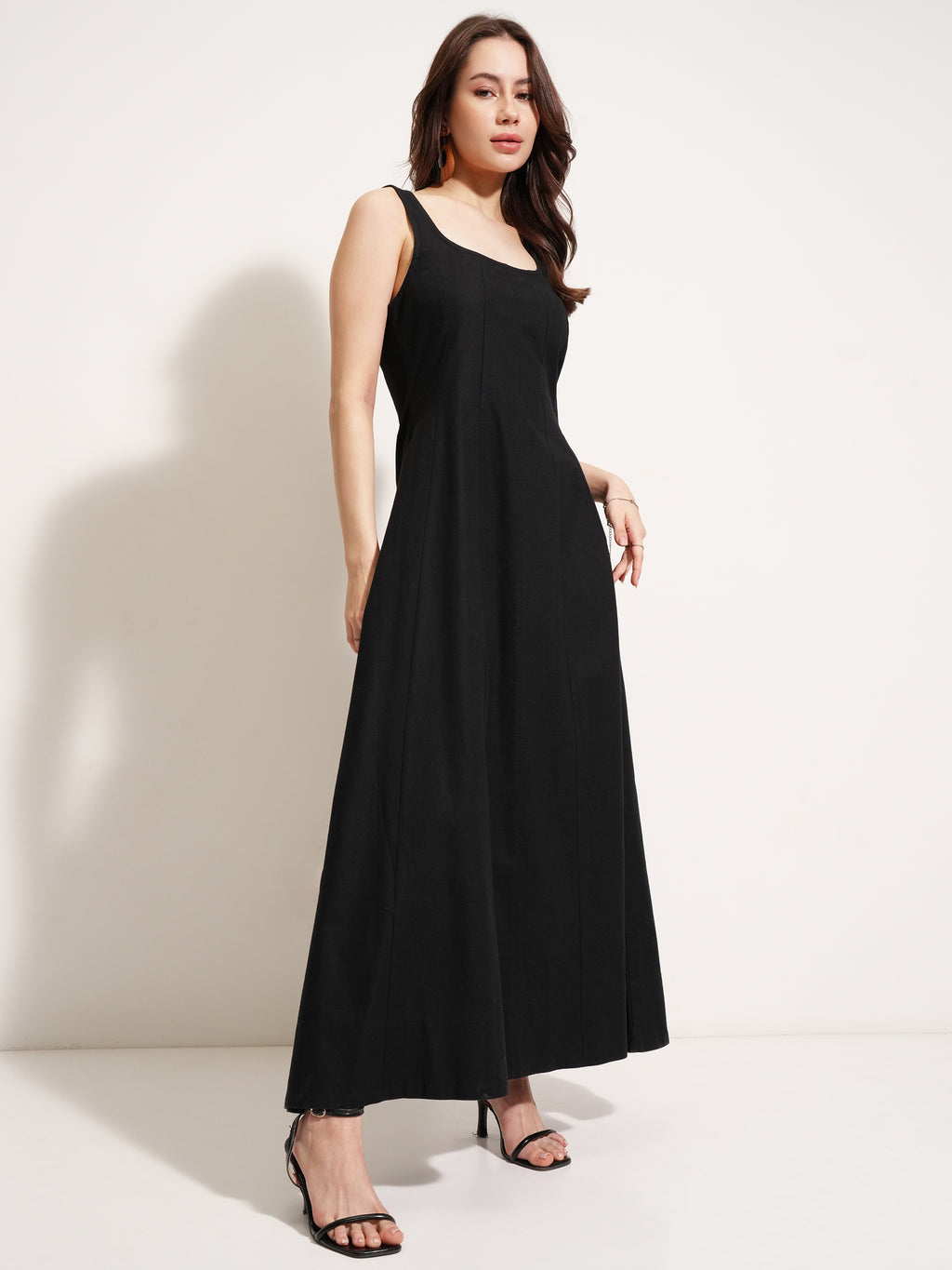 Tokyo Talkies Women Black Solid Fit And Flare Dress - Black - Image 6