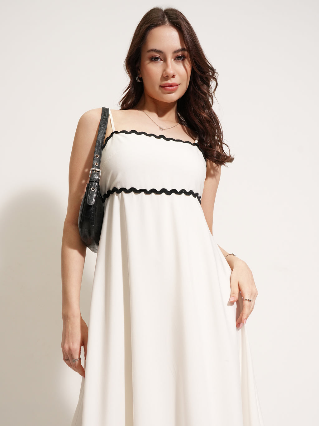 Tokyo Talkies Women White Solid Fit And Flare Dress - White - Image 1