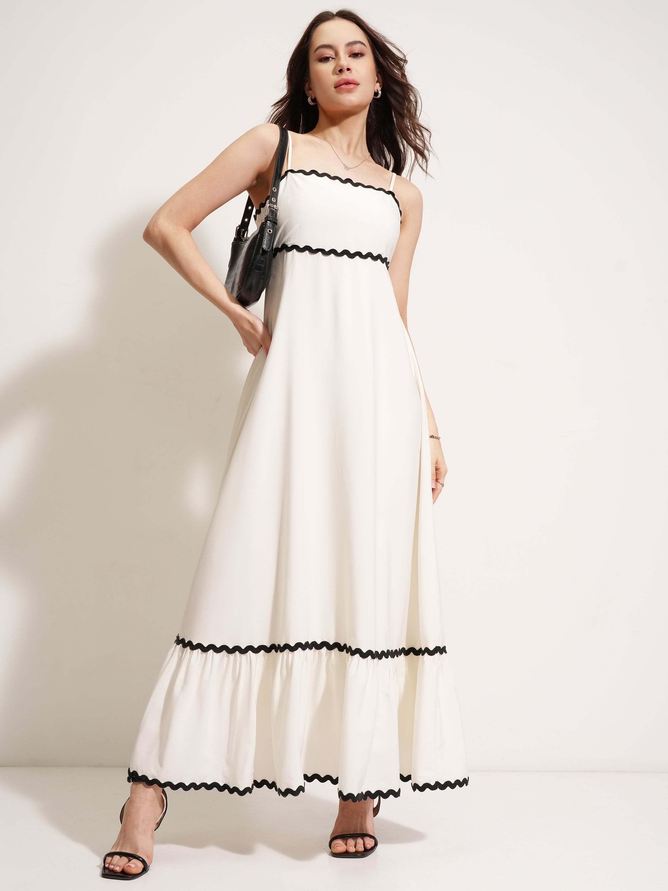 Tokyo Talkies Women White Solid Fit And Flare Dress - White - Image 2
