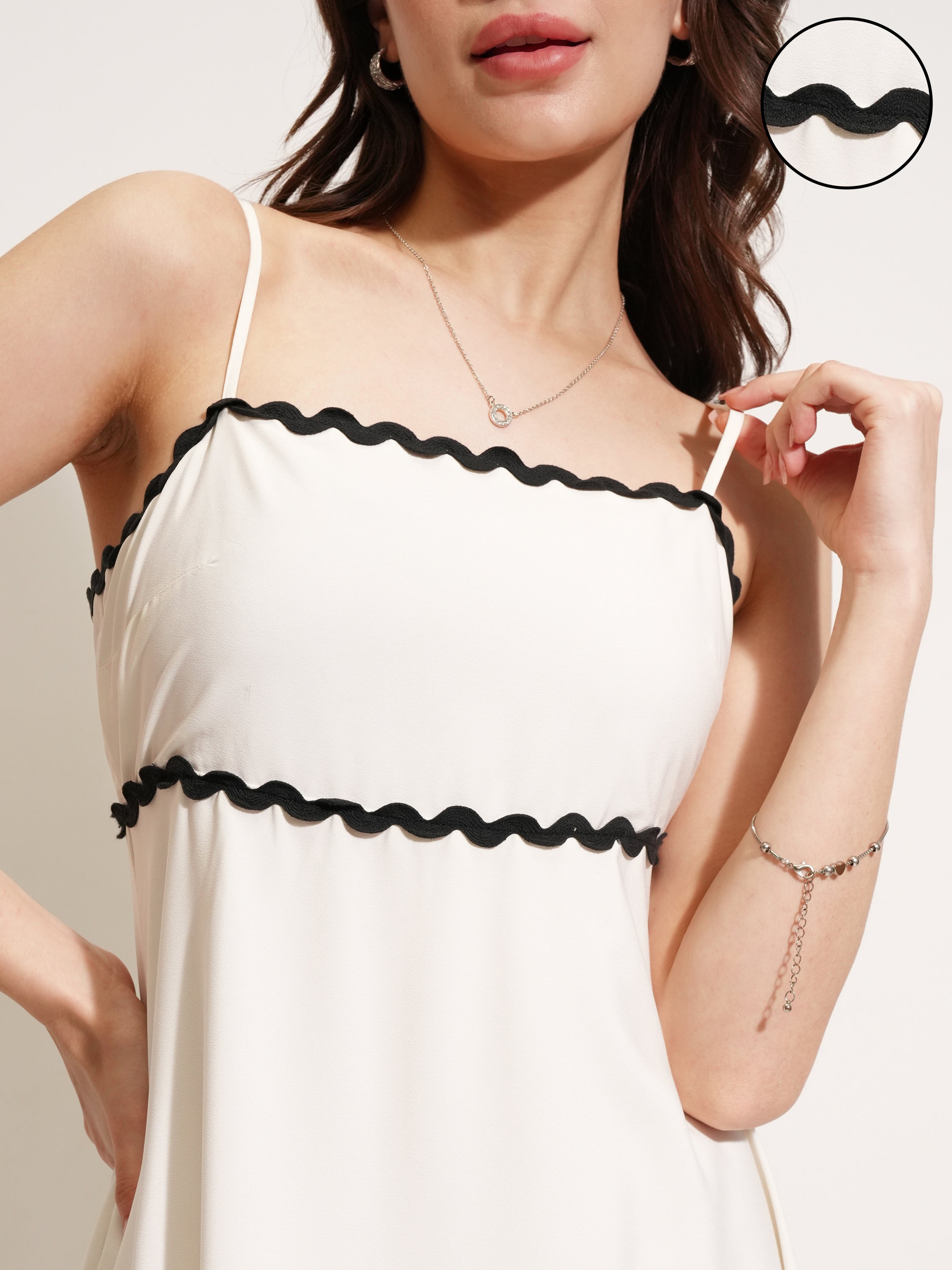Tokyo Talkies Women White Solid Fit And Flare Dress - White - Image 5